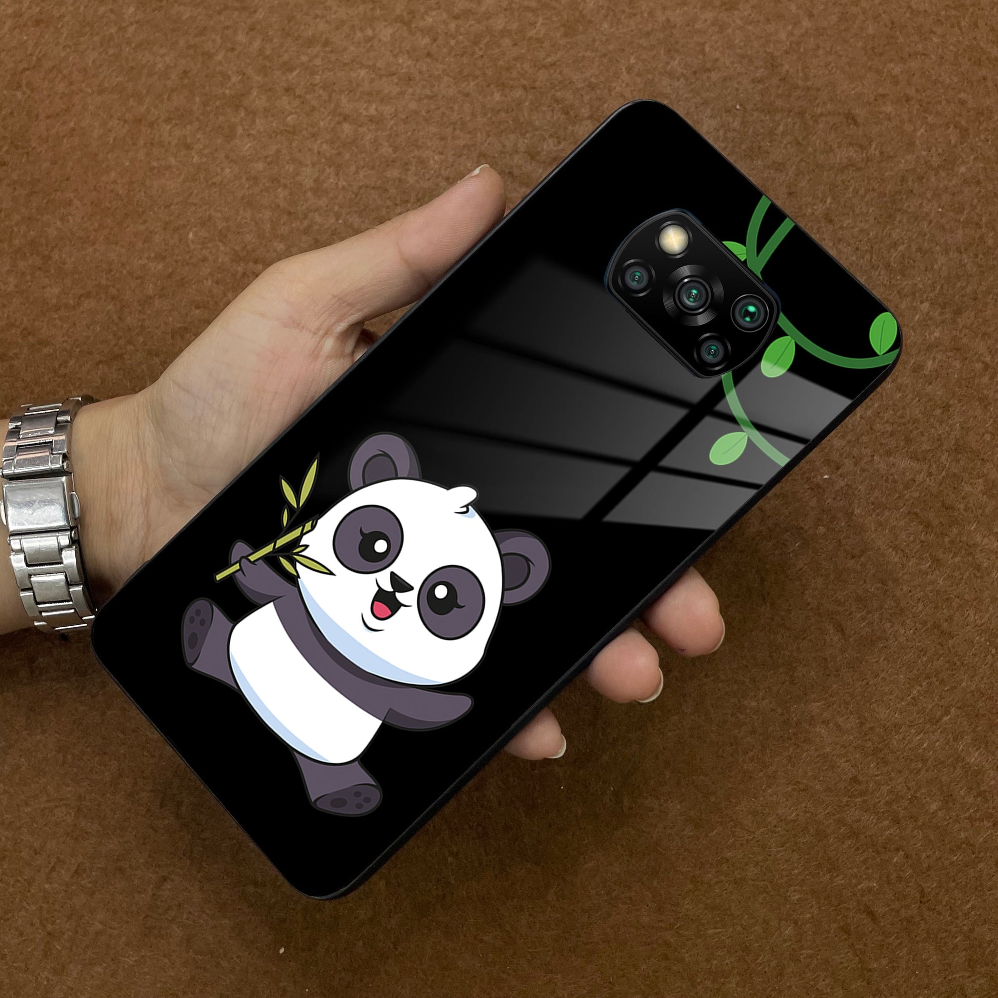 Black Panda Glass Phone Case For Poco ShopOnCliQ