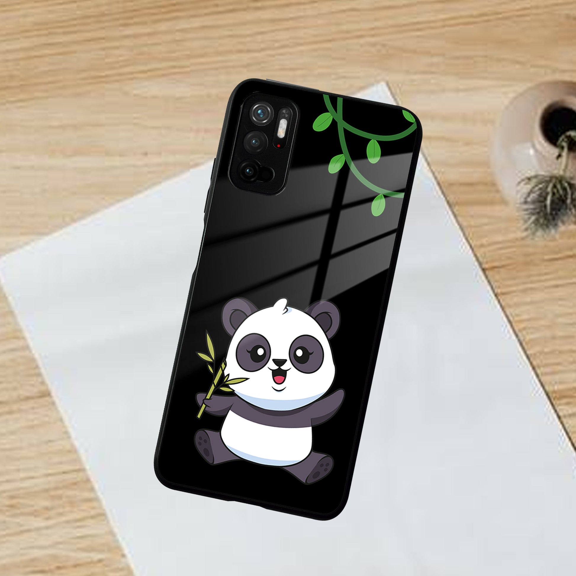 Black Panda Glass Phone Case For Poco ShopOnCliQ