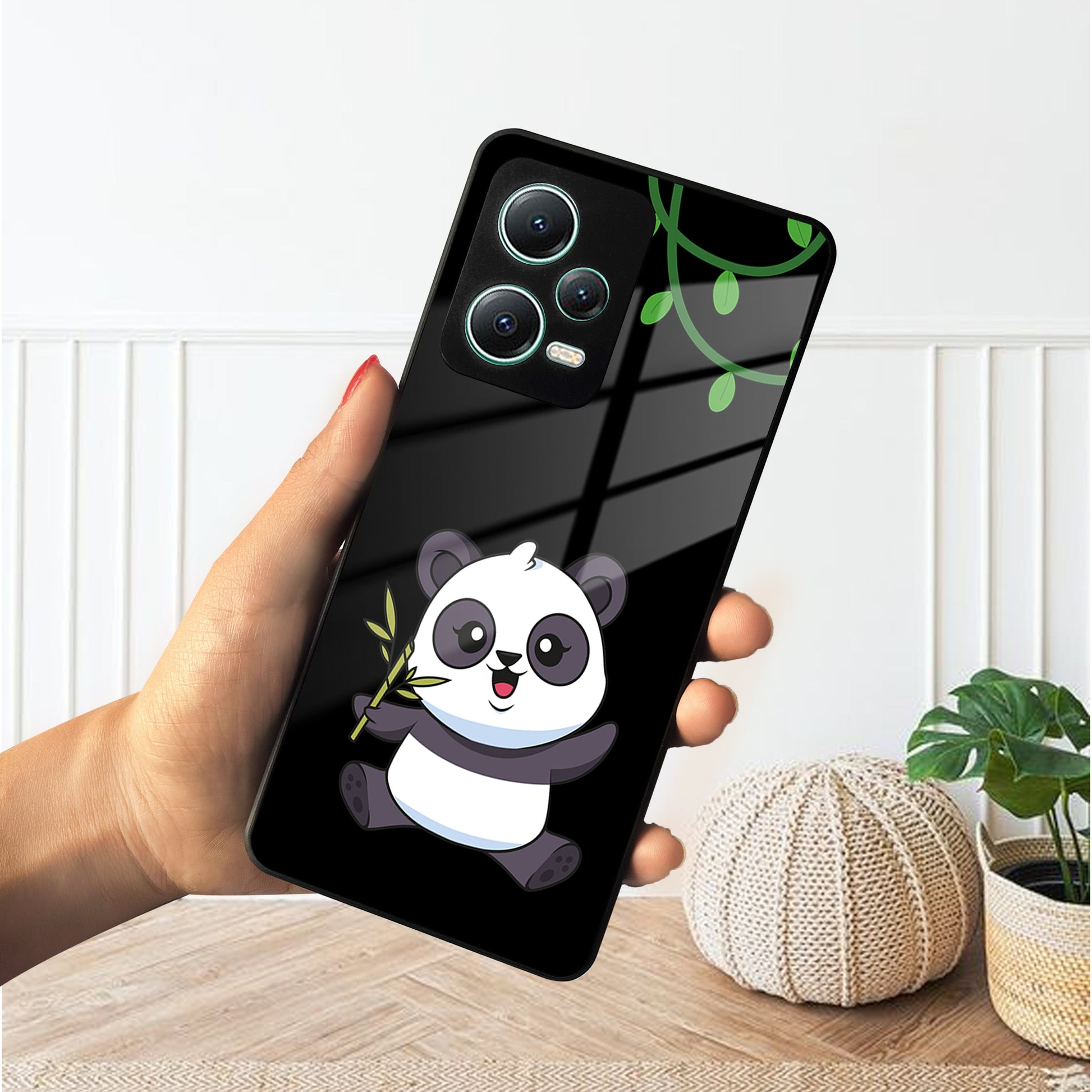 Black Panda Glass Phone Case For Poco ShopOnCliQ