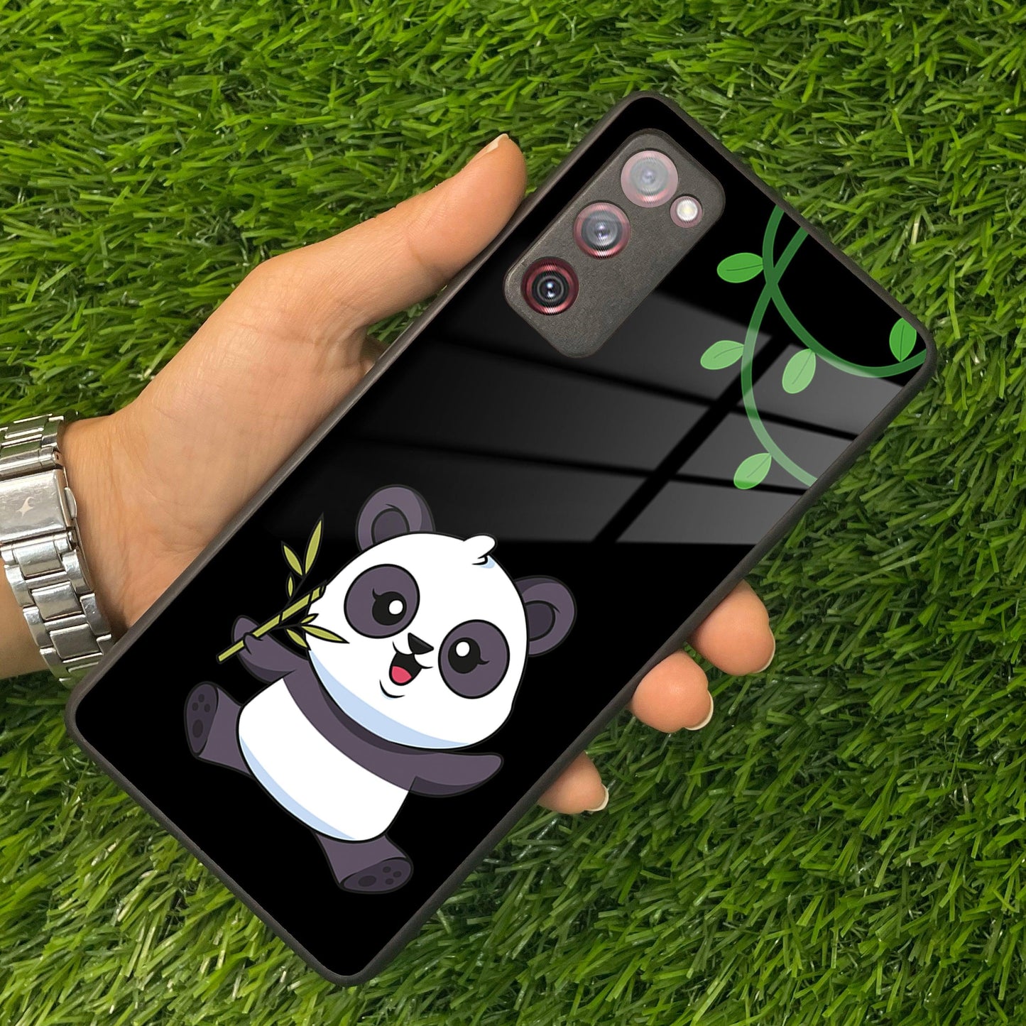 Black Panda Glass Phone Case For Samsung