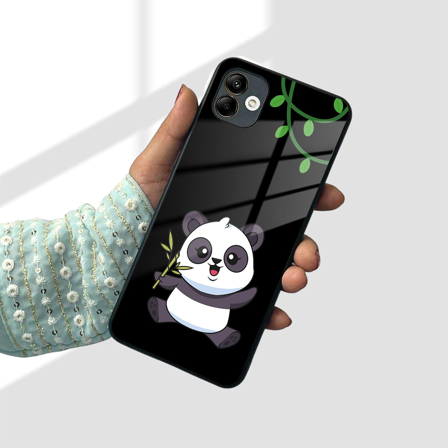 Black Panda Glass Phone Case For Samsung