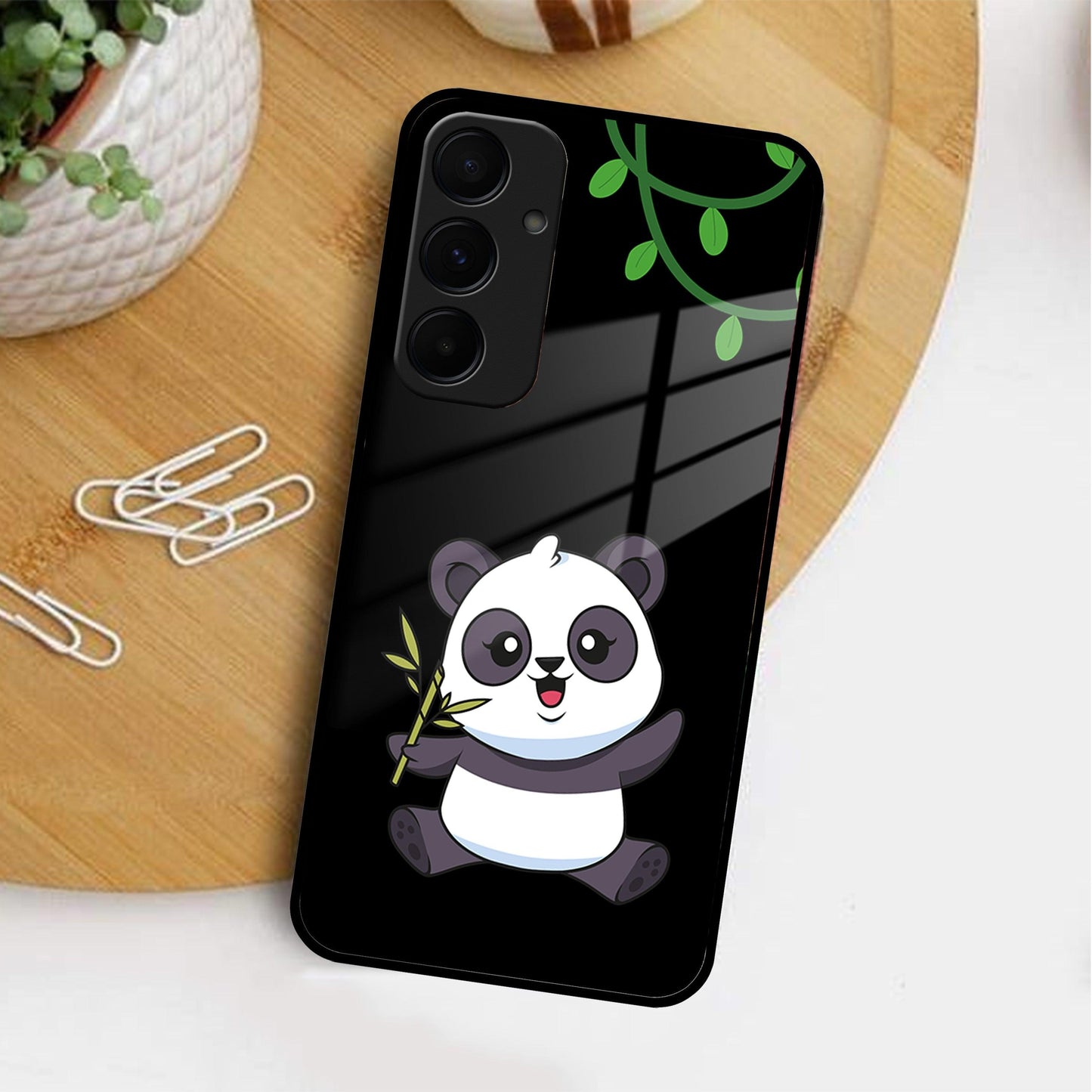 Black Panda Glass Phone Case For Samsung