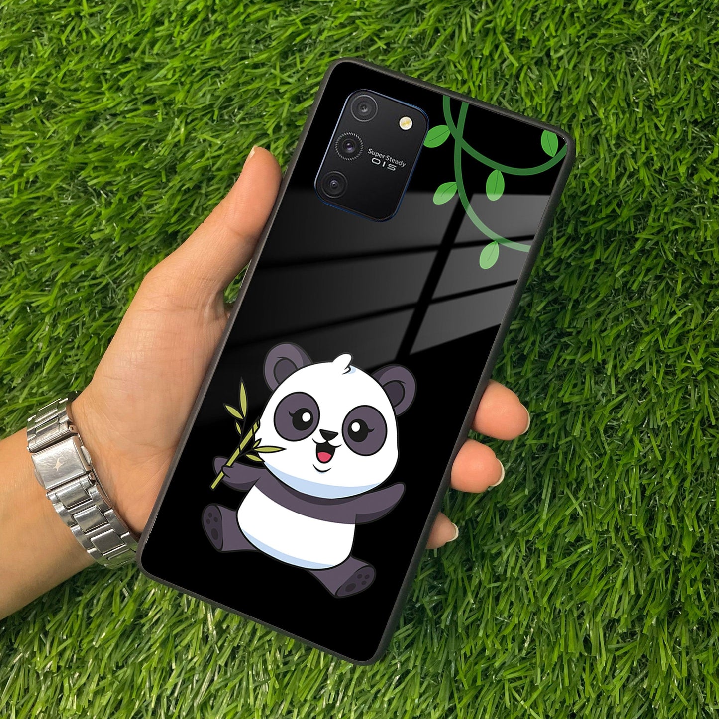 Black Panda Glass Phone Case For Samsung