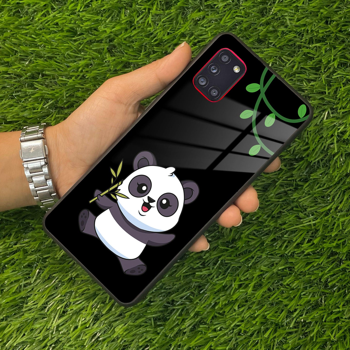 Black Panda Glass Phone Case For Samsung