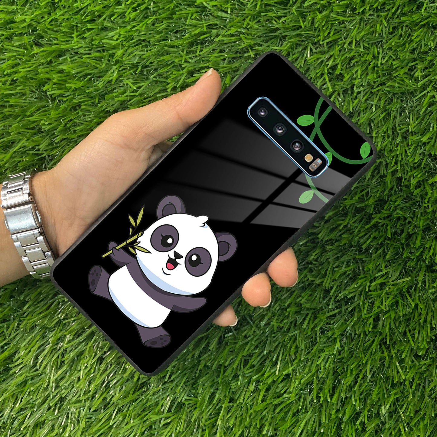 Black Panda Glass Phone Case For Samsung