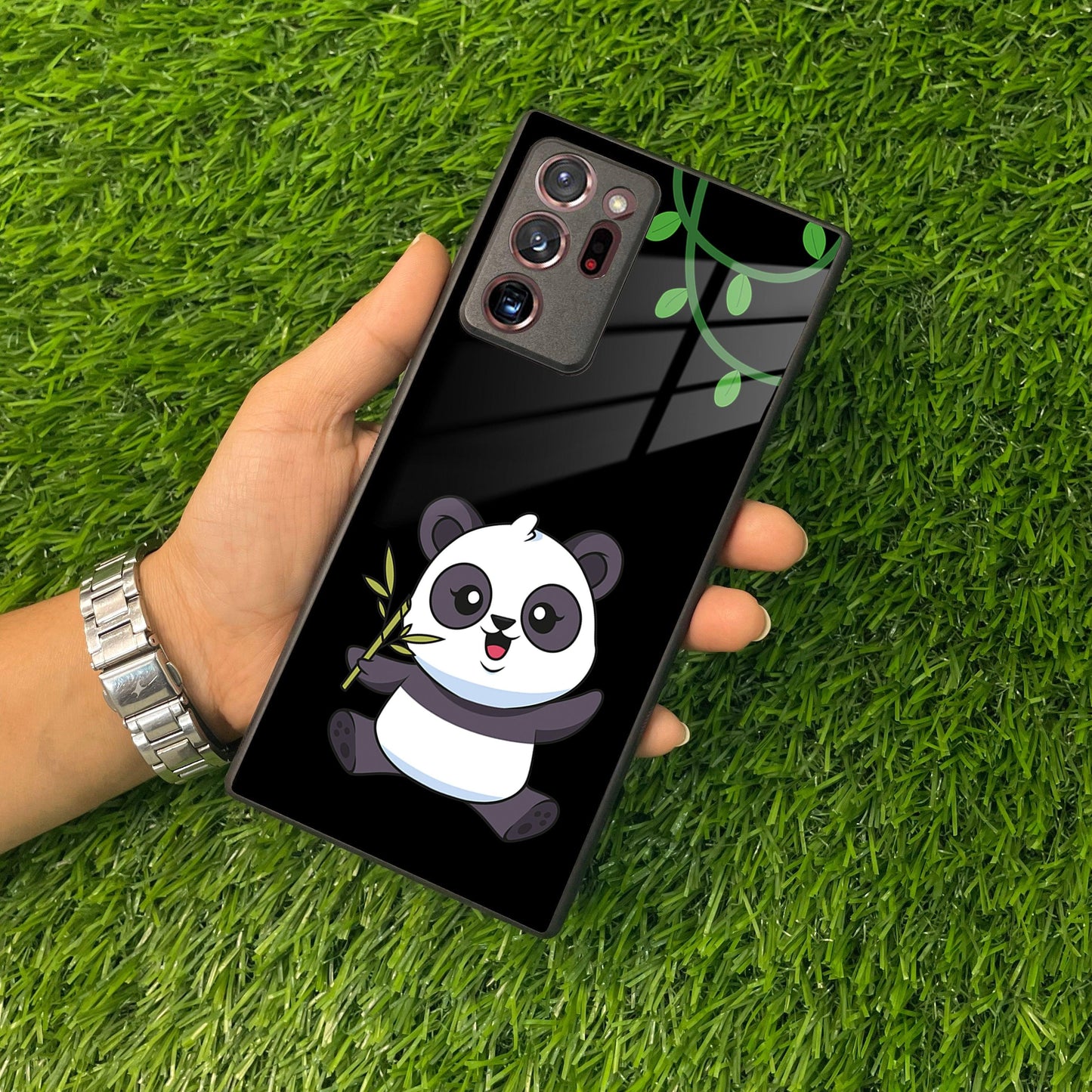 Black Panda Glass Phone Case For Samsung