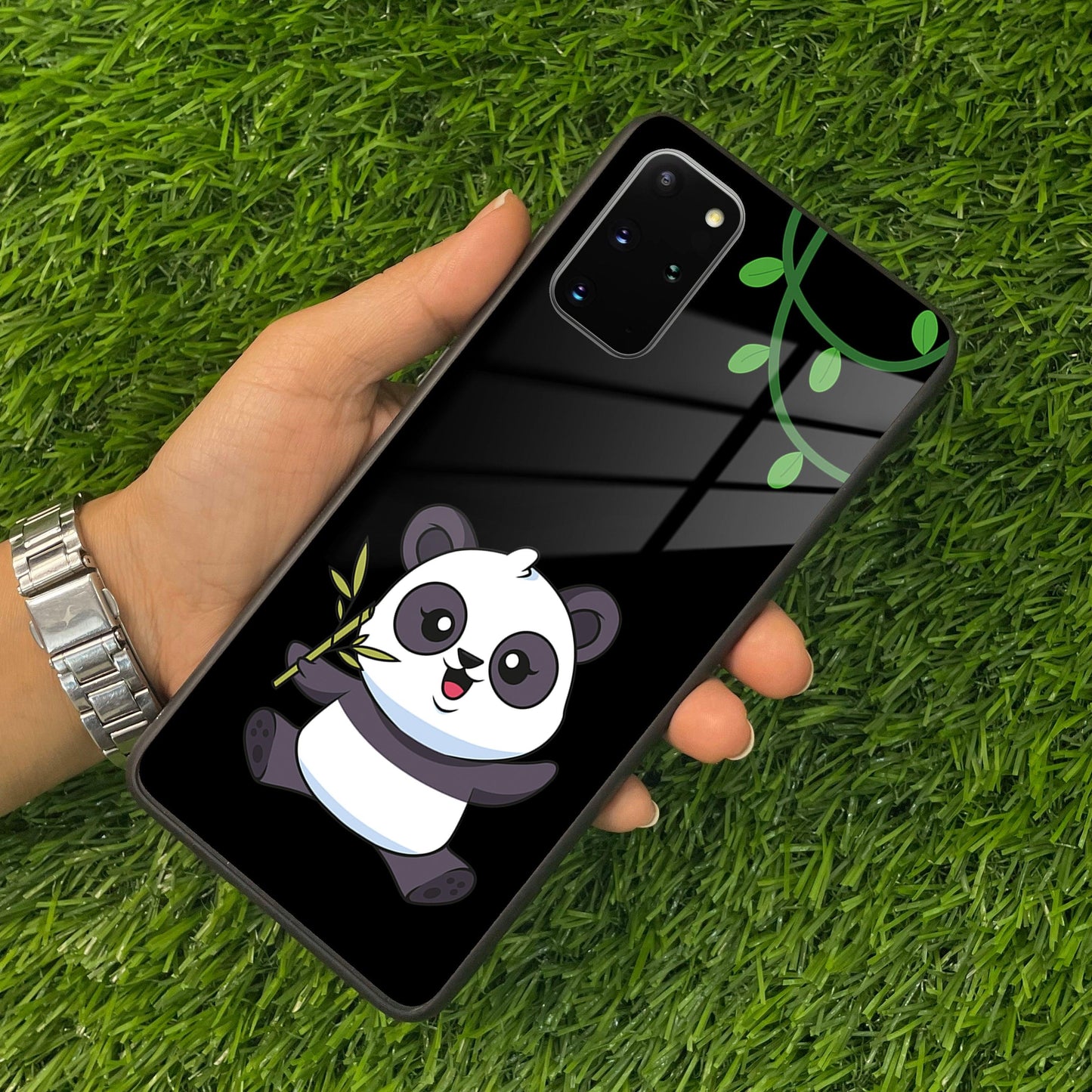 Black Panda Glass Phone Case For Samsung