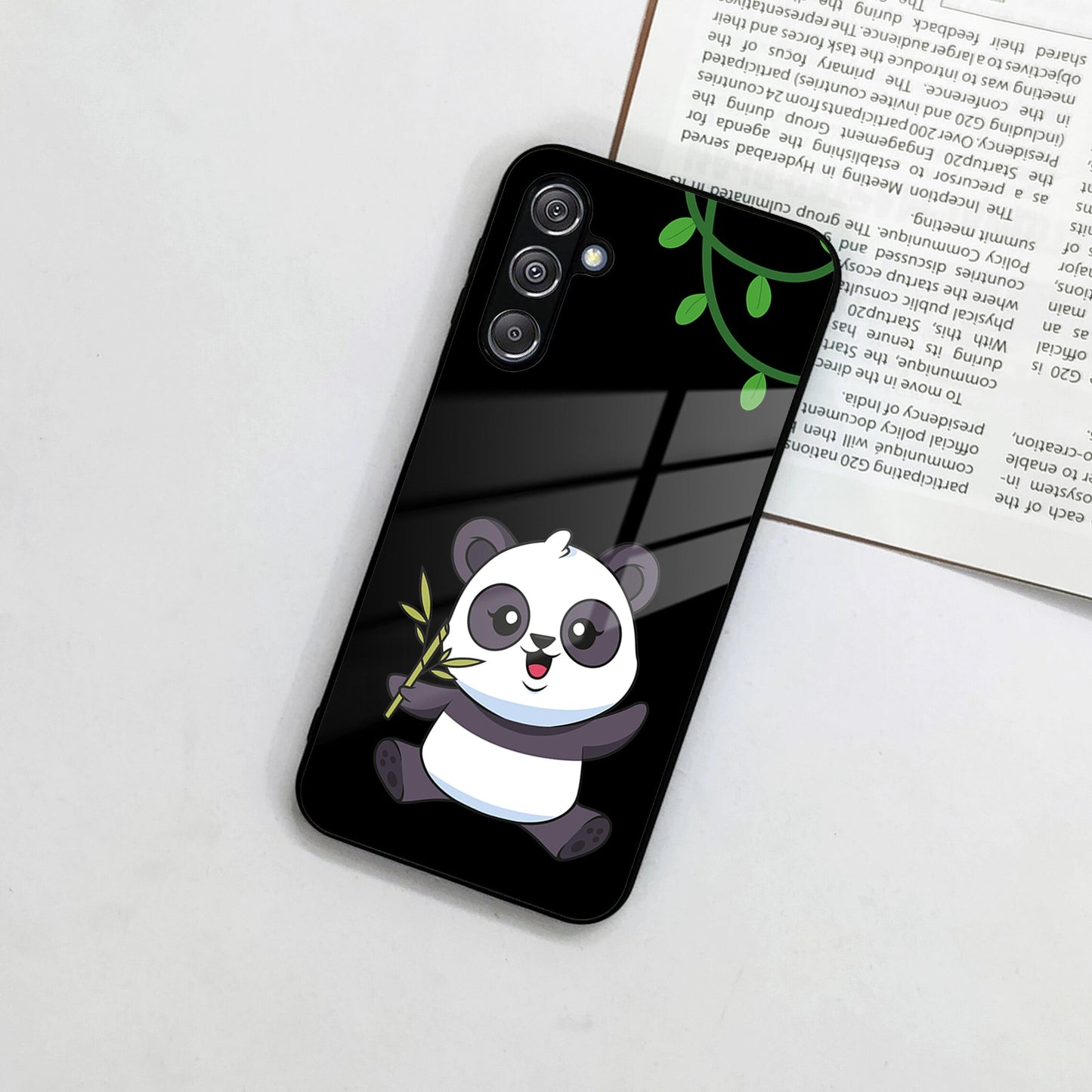 Black Panda Glass Phone Case For Samsung