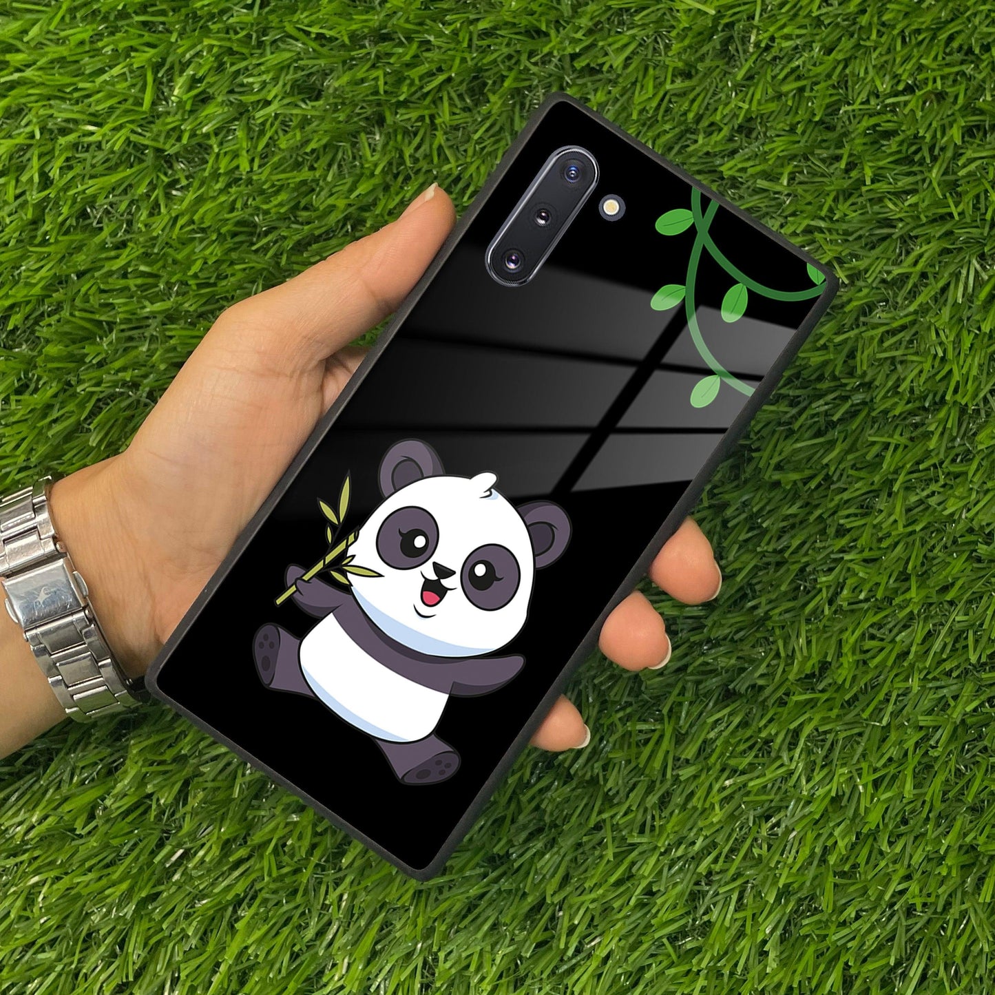 Black Panda Glass Phone Case For Samsung