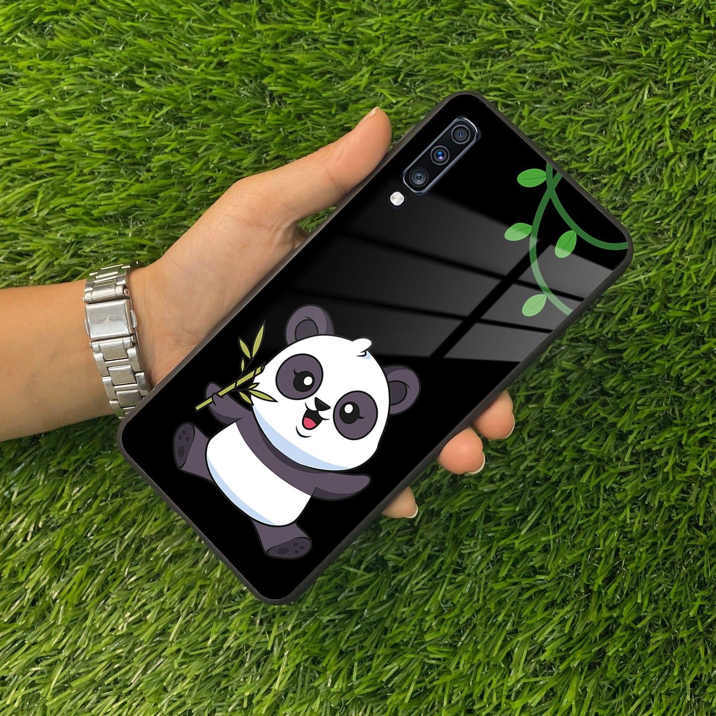 Black Panda Glass Phone Case For Samsung