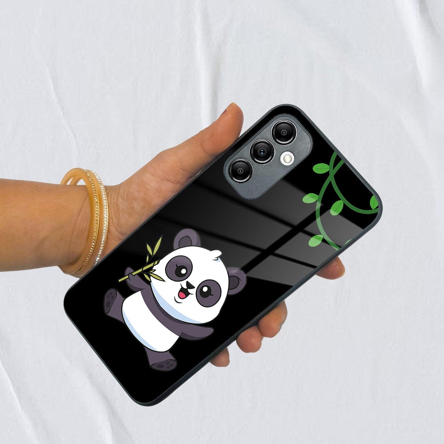 Black Panda Glass Phone Case For Samsung