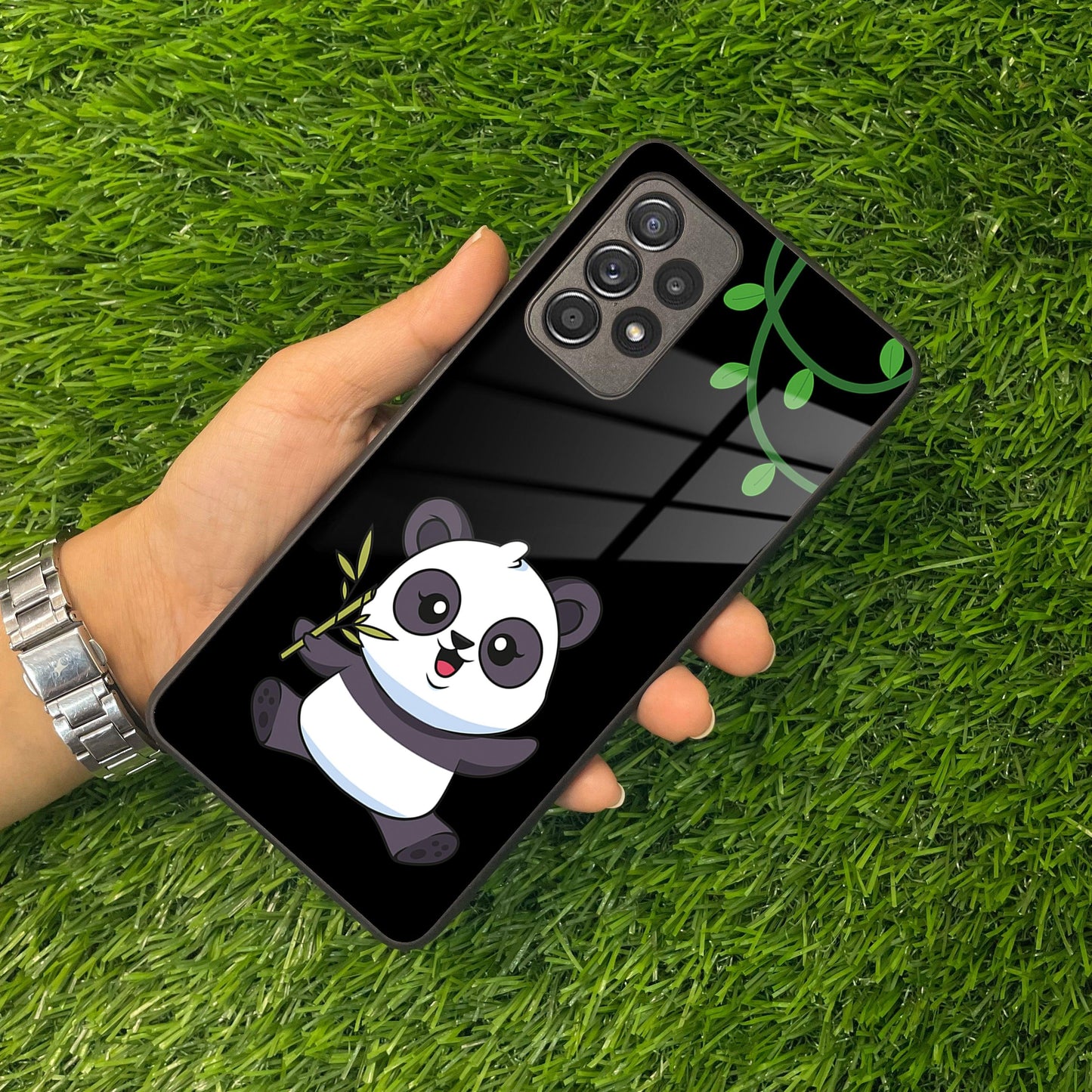 Black Panda Glass Phone Case For Samsung