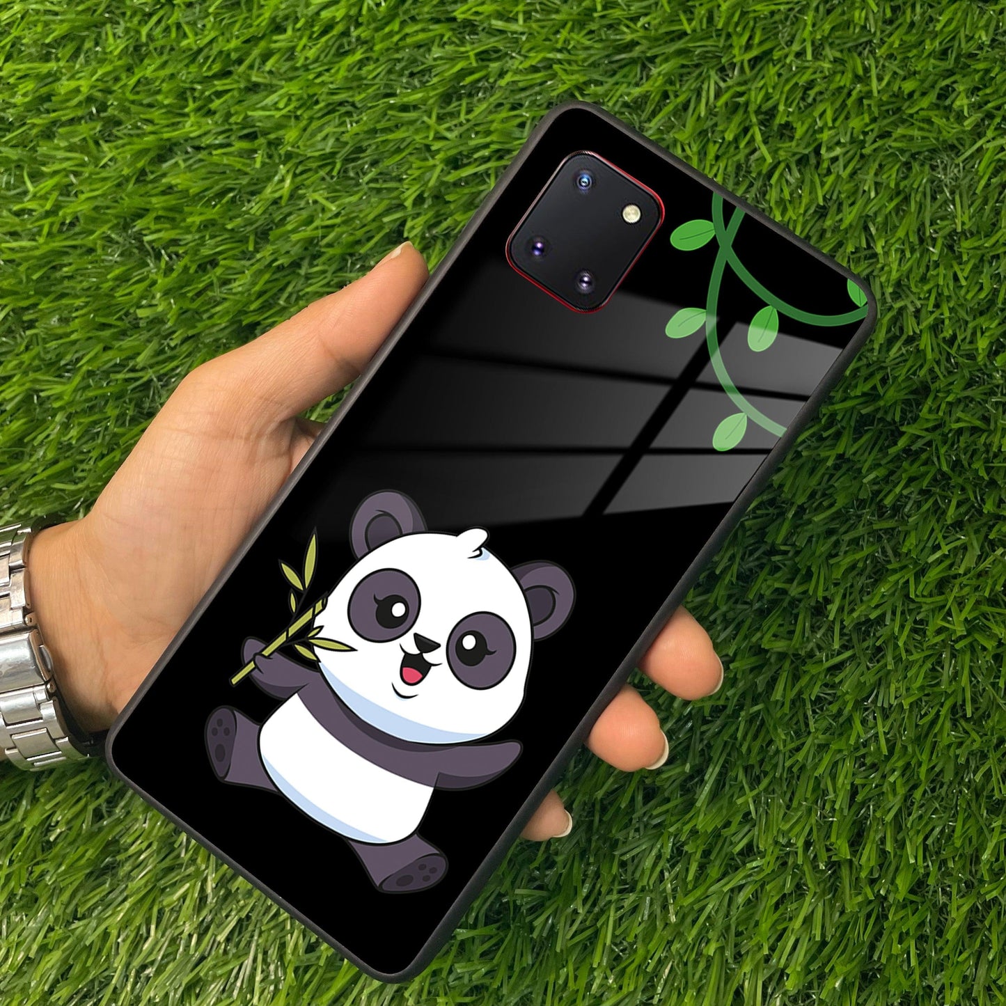 Black Panda Glass Phone Case For Samsung