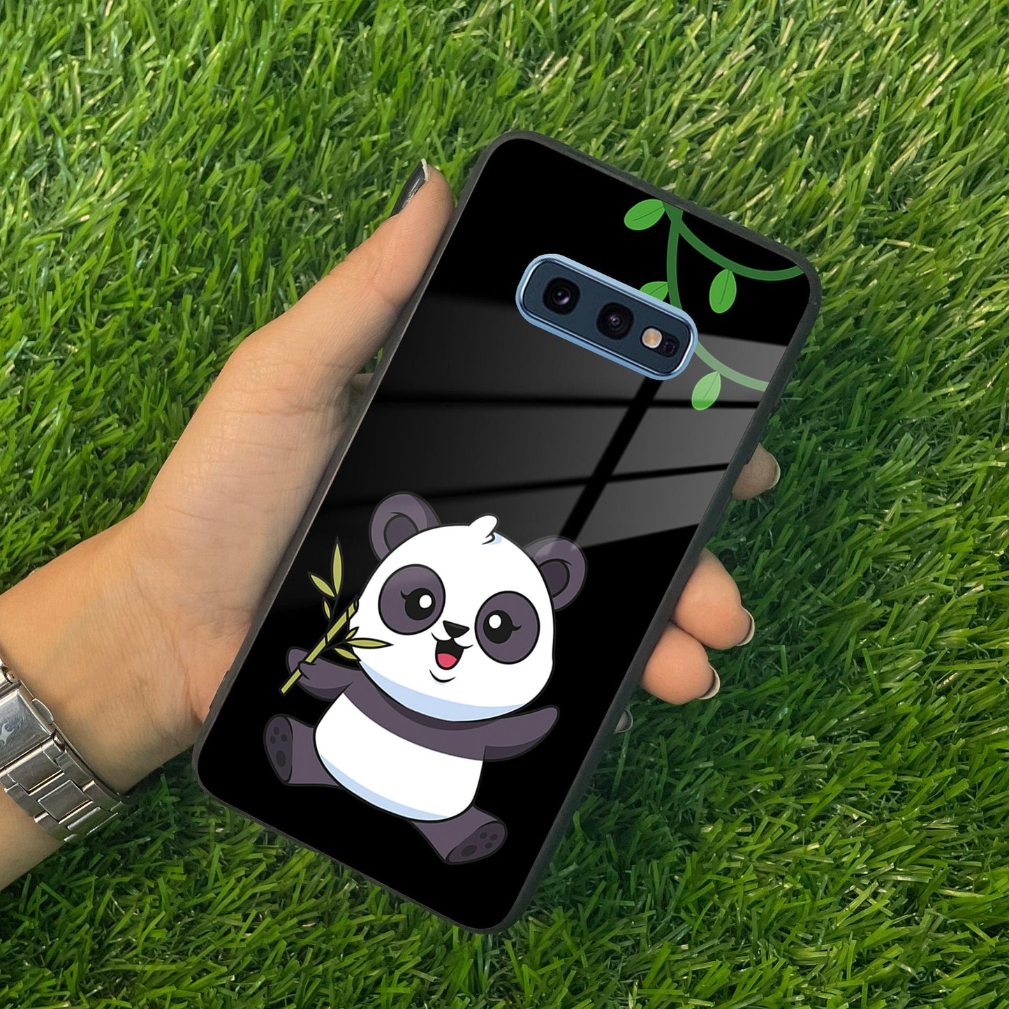 Black Panda Glass Phone Case For Samsung