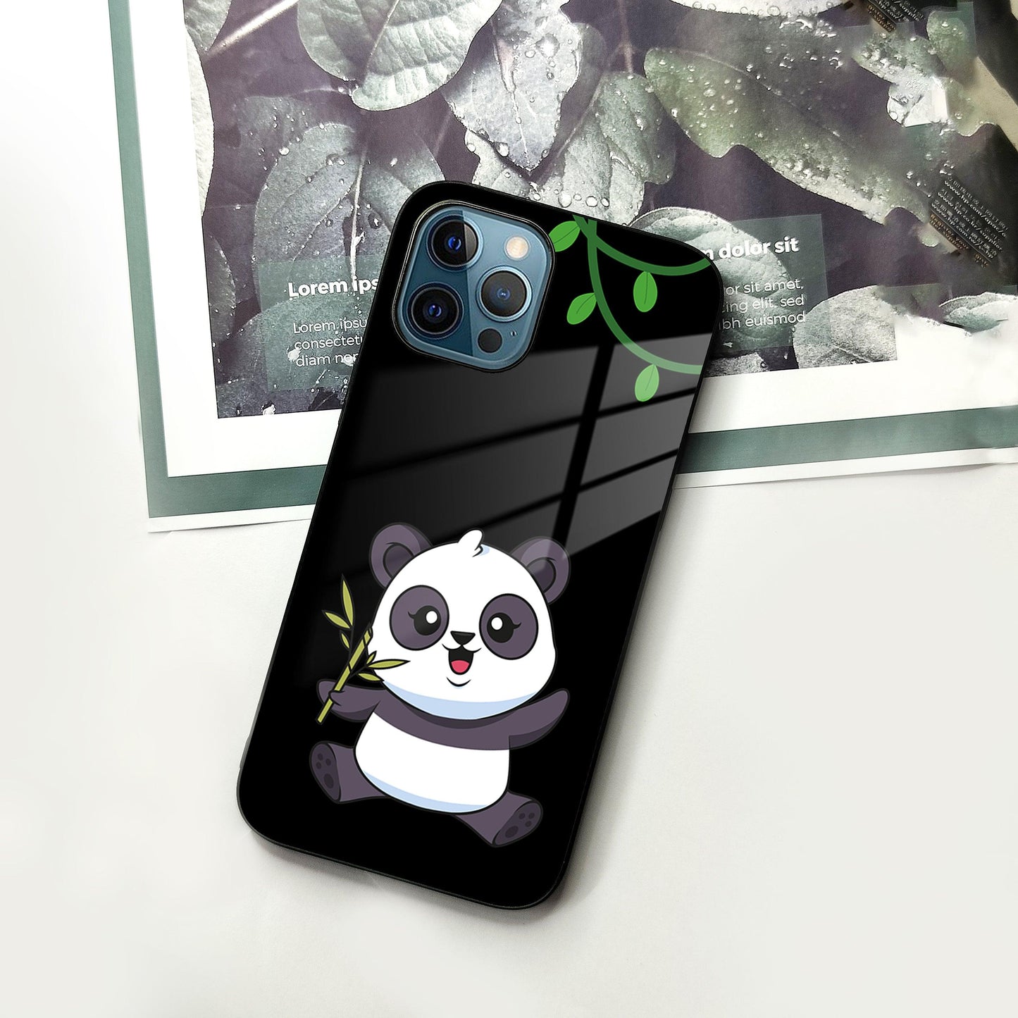 Black Panda Glass Phone Case For iPhone