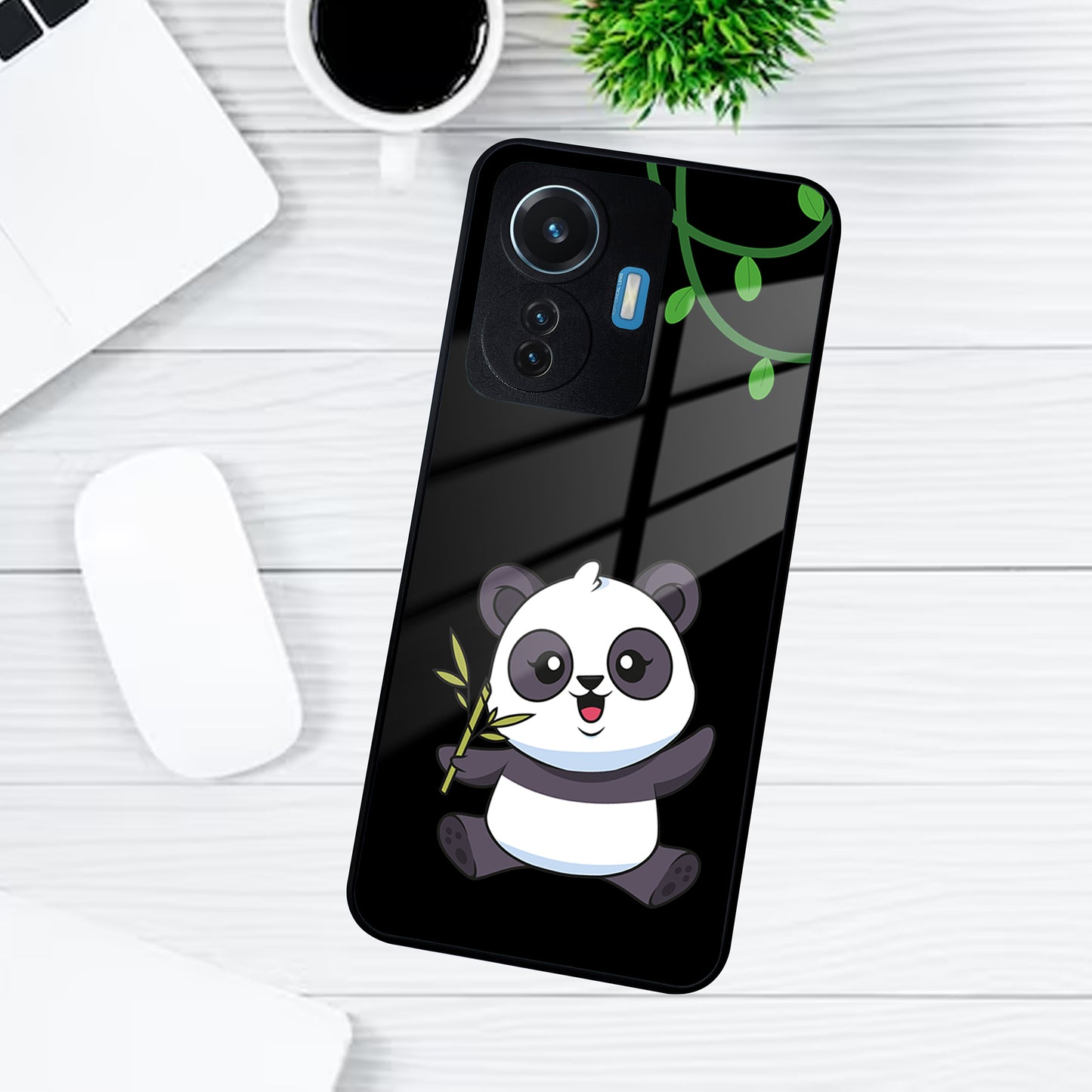 Black Panda Glass Phone Case For Vivo