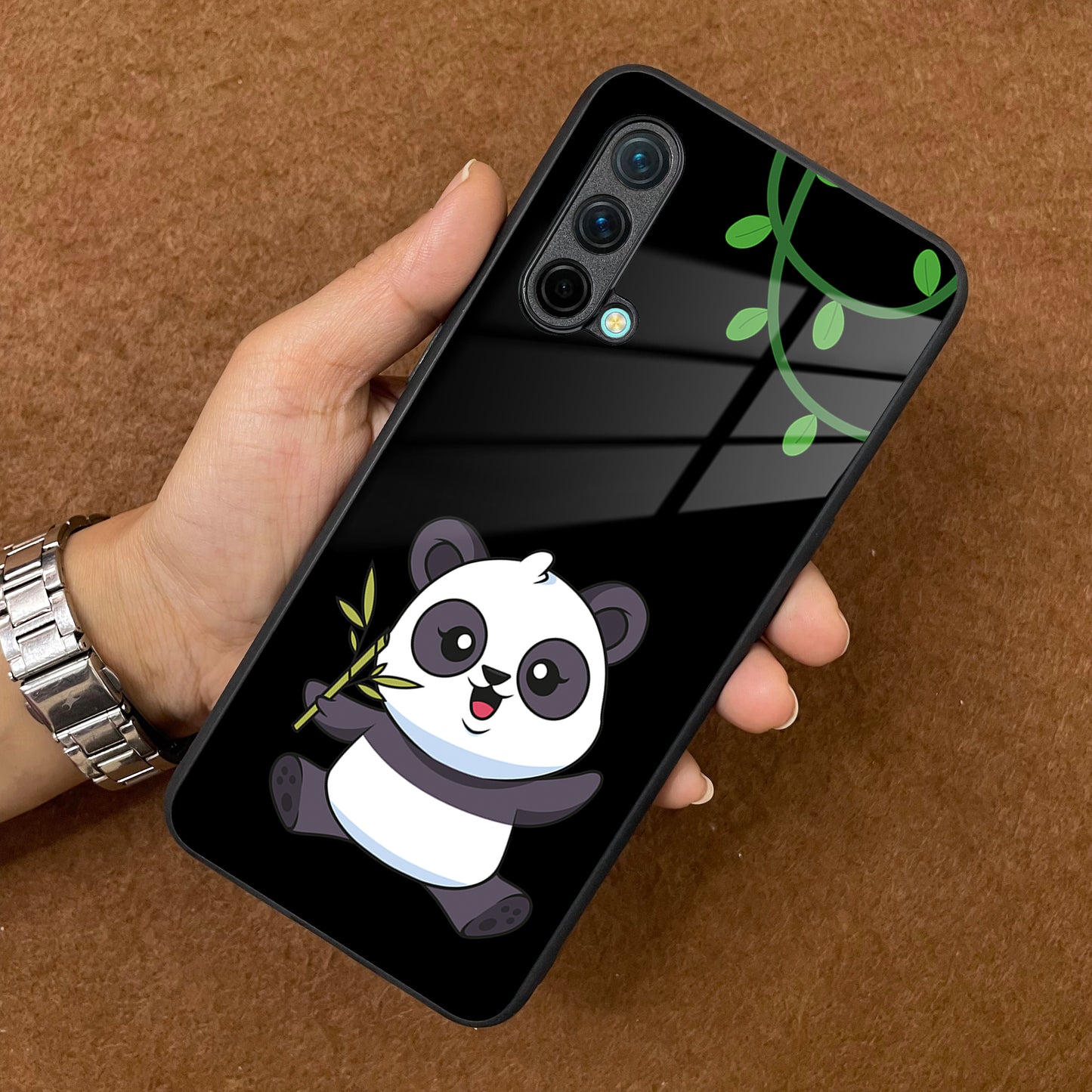 Black Panda Glass Phone Case For OnePlus