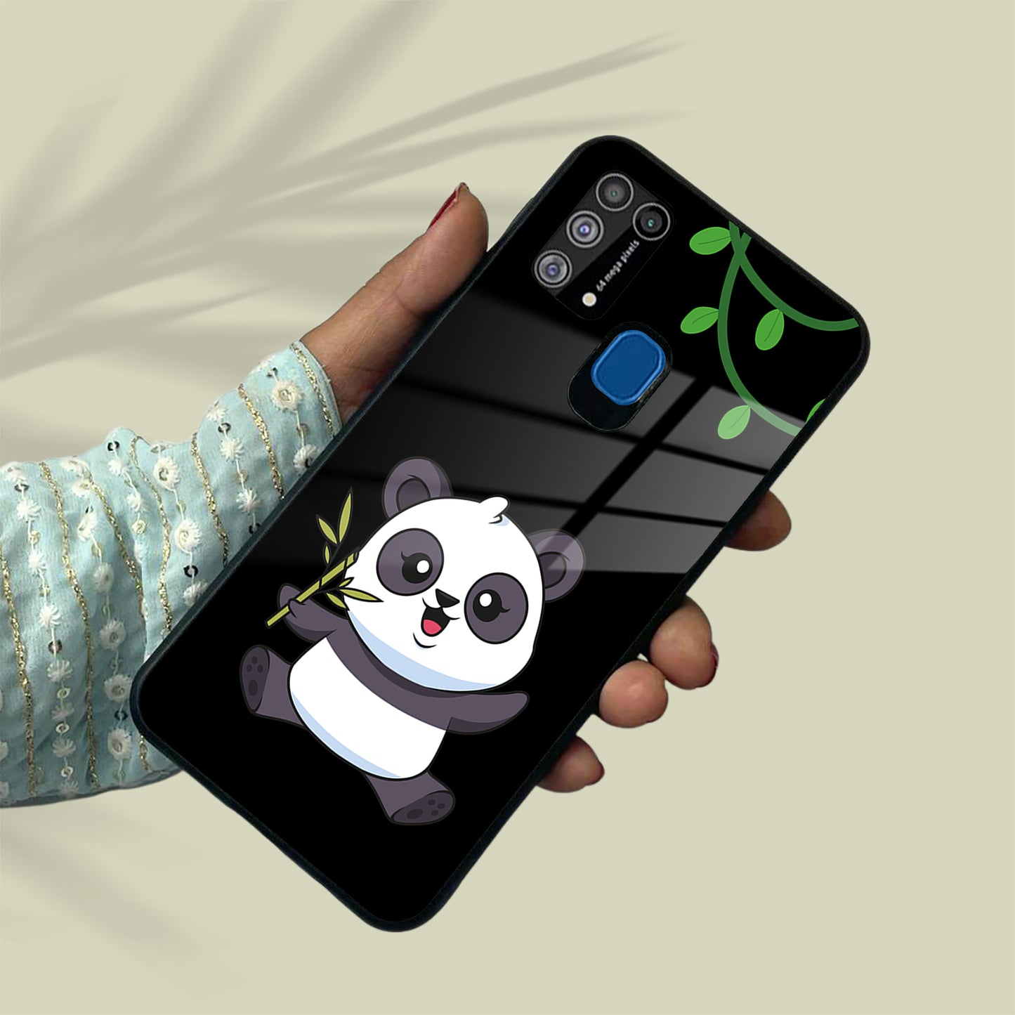 Black Panda Glass Phone Case For Samsung