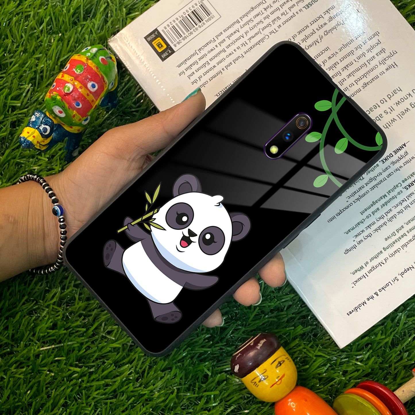 Black Panda Glass Phone Case For Realme/Narzo