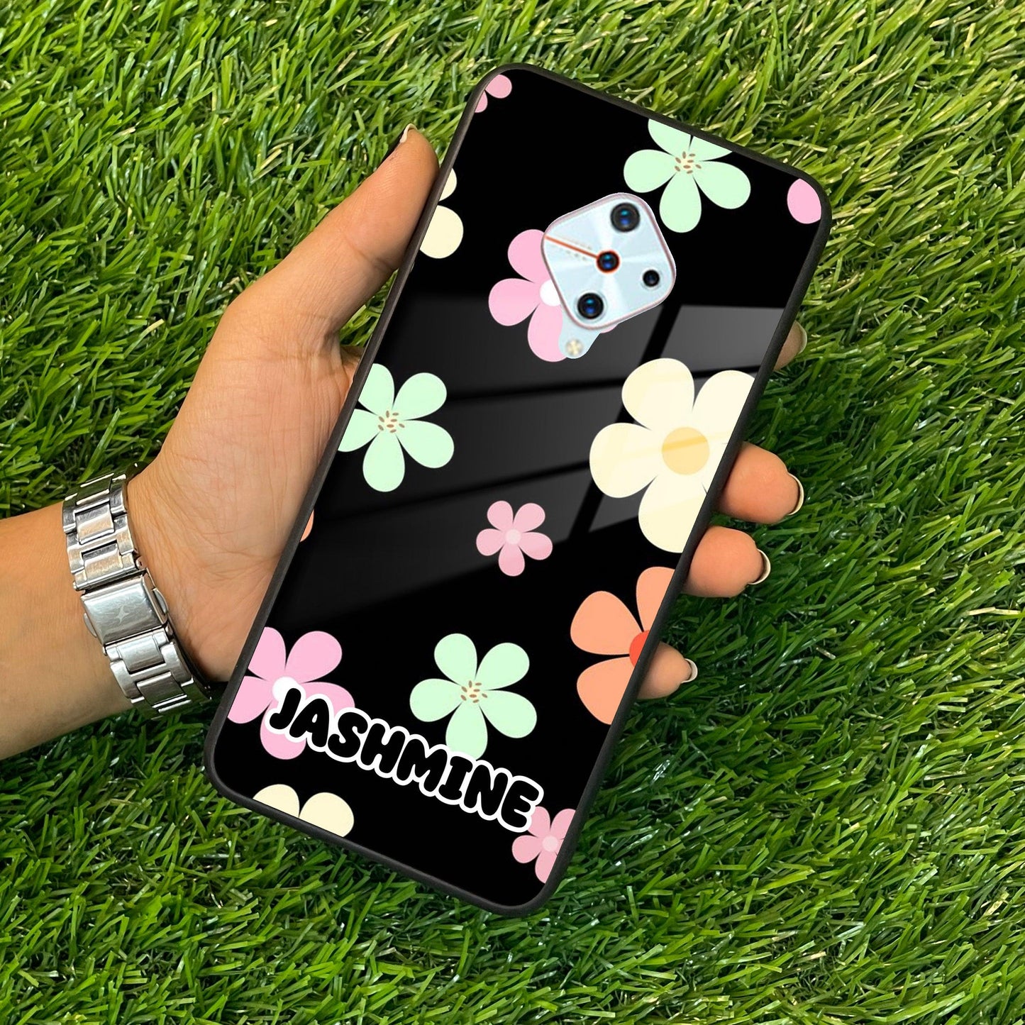 Colorfull Daisy Floral Glass Case Cover For Vivo