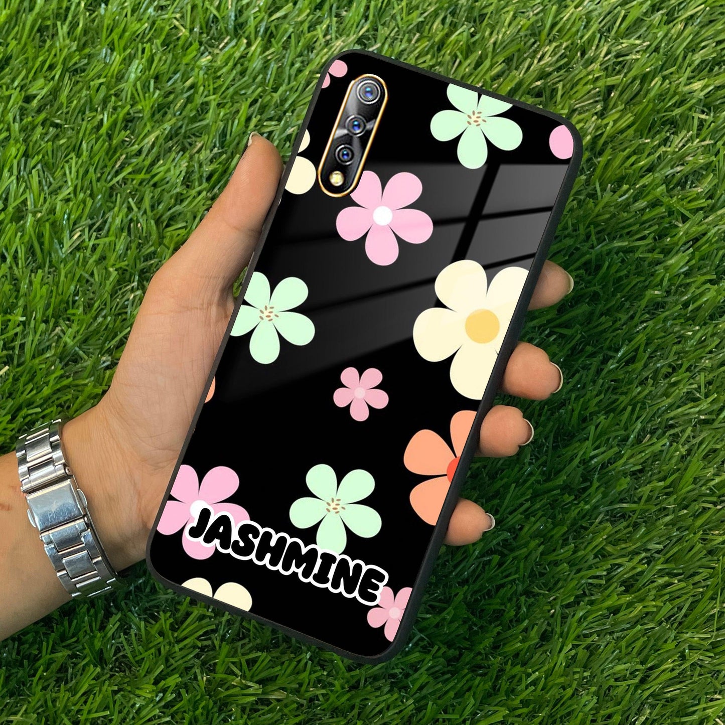 Colorfull Daisy Floral Glass Case Cover For Vivo