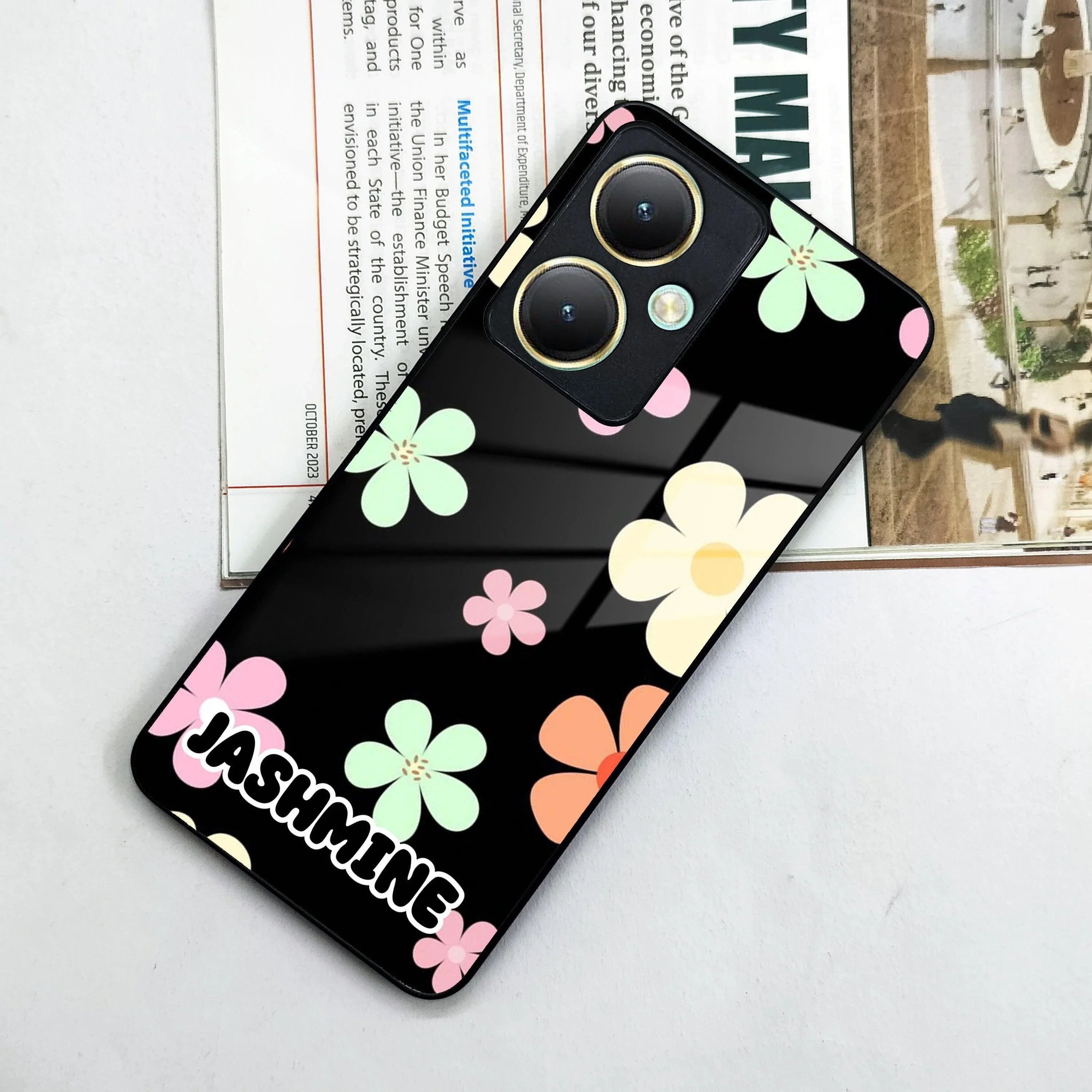 Colorfull Daisy Floral Glass Case Cover For Vivo - ShopOnCliQ