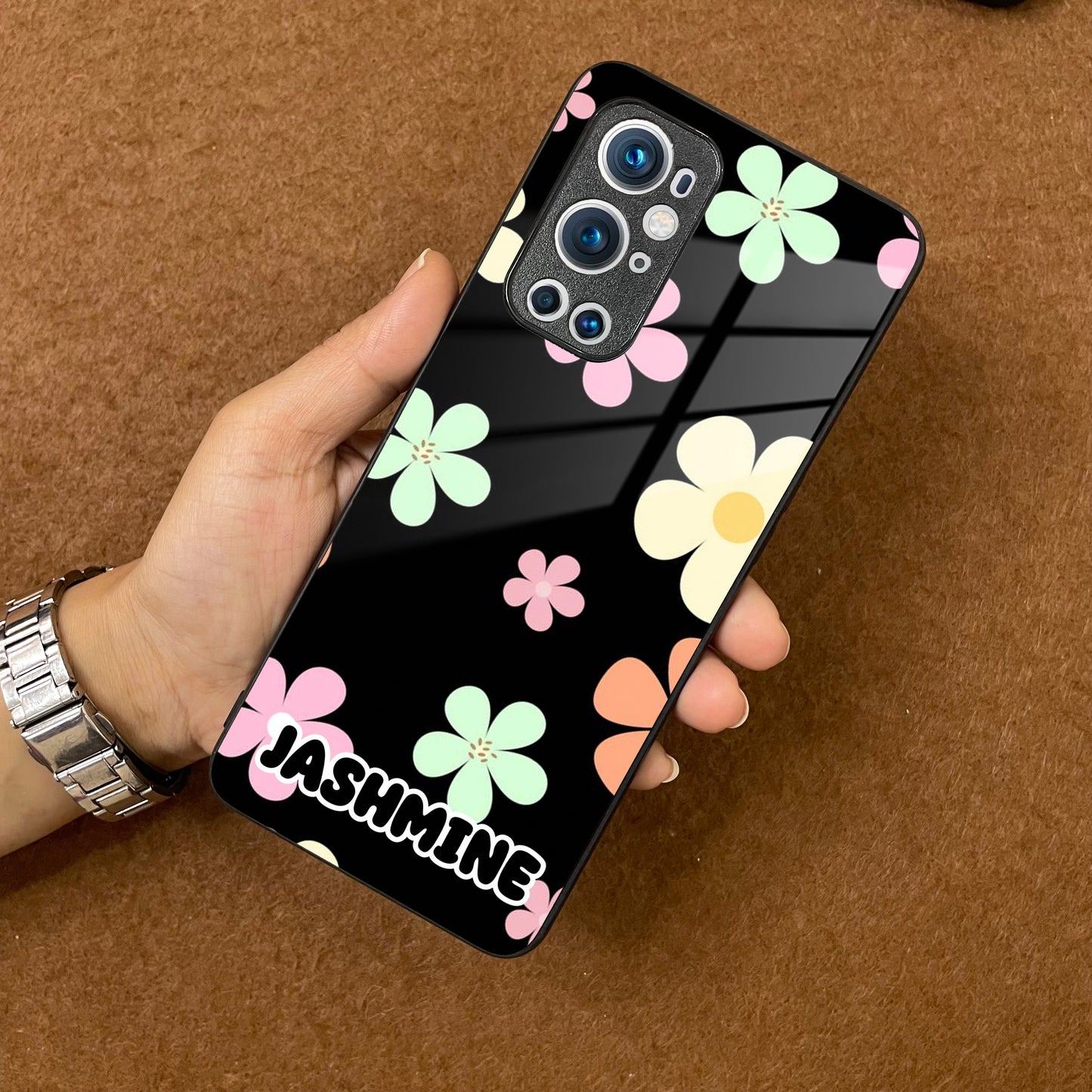 Colorfull  Daisy Floral Glass Case Cover For OnePlus