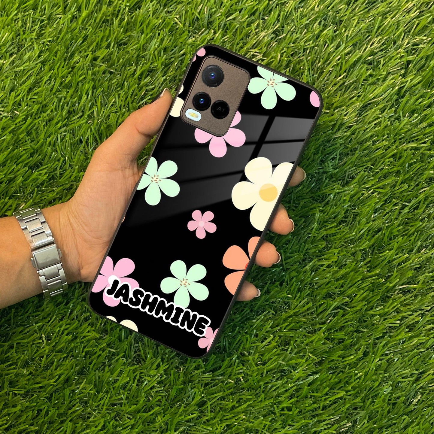 Colorfull Daisy Floral Glass Case Cover For Vivo