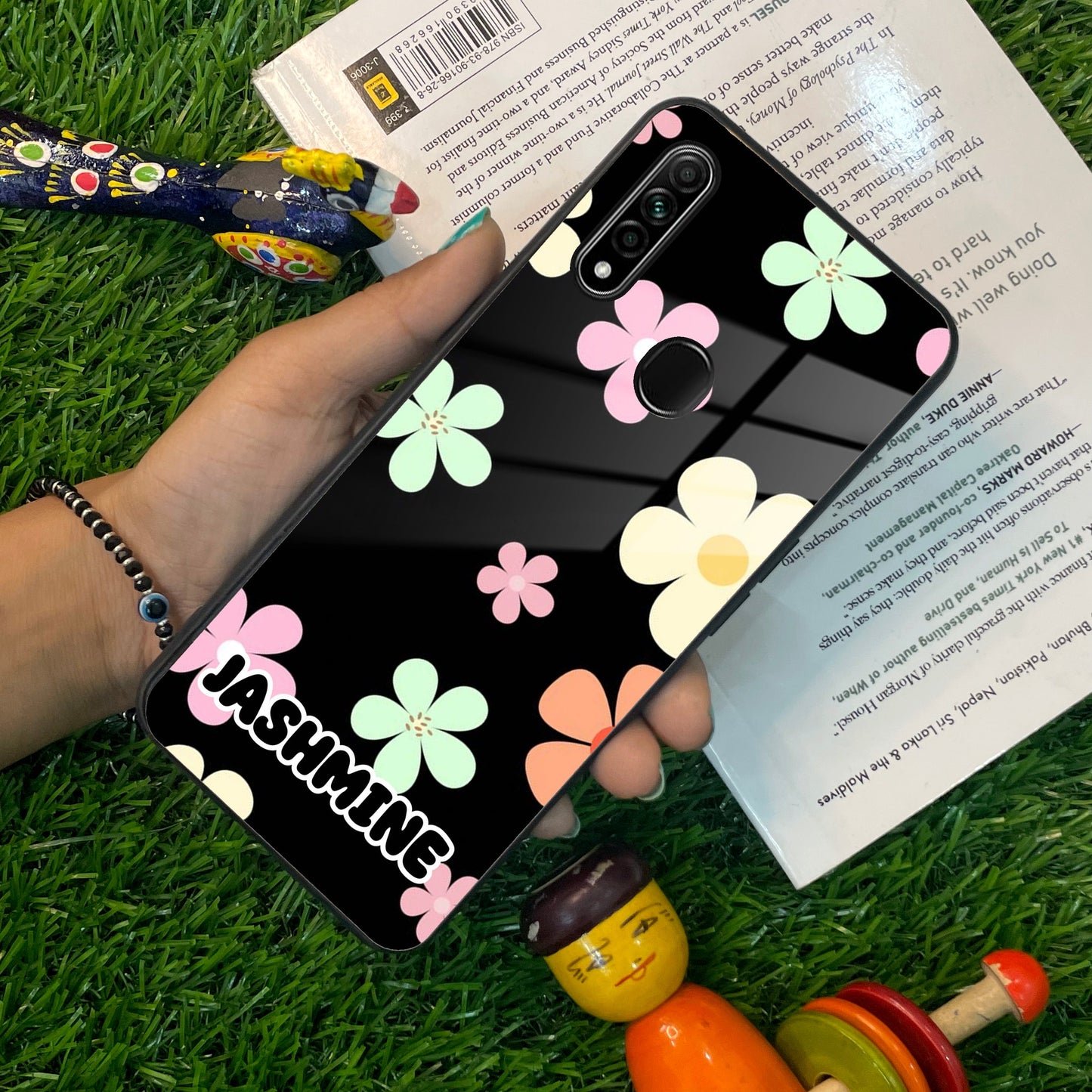 Colorfull  Daisy Floral Glass Case Cover For Oppo