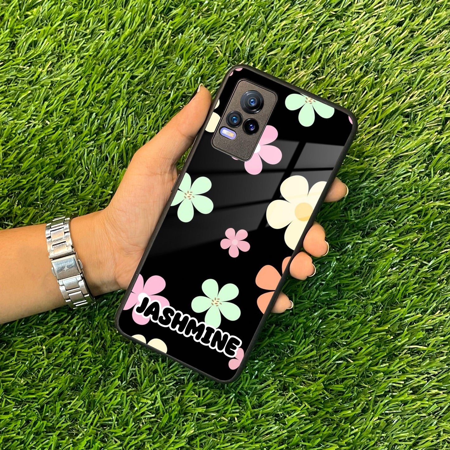 Colorfull Daisy Floral Glass Case Cover For Vivo