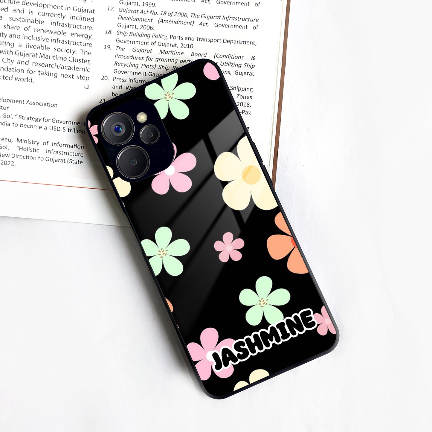 Colorfull  Daisy Floral Glass Case Cover For Realme/Narzo