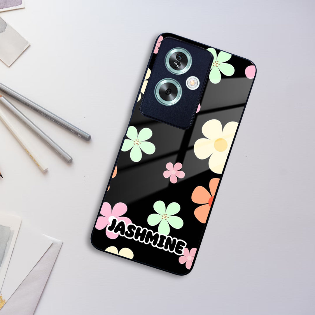 Colorfull  Daisy Floral Glass Case Cover For Oppo