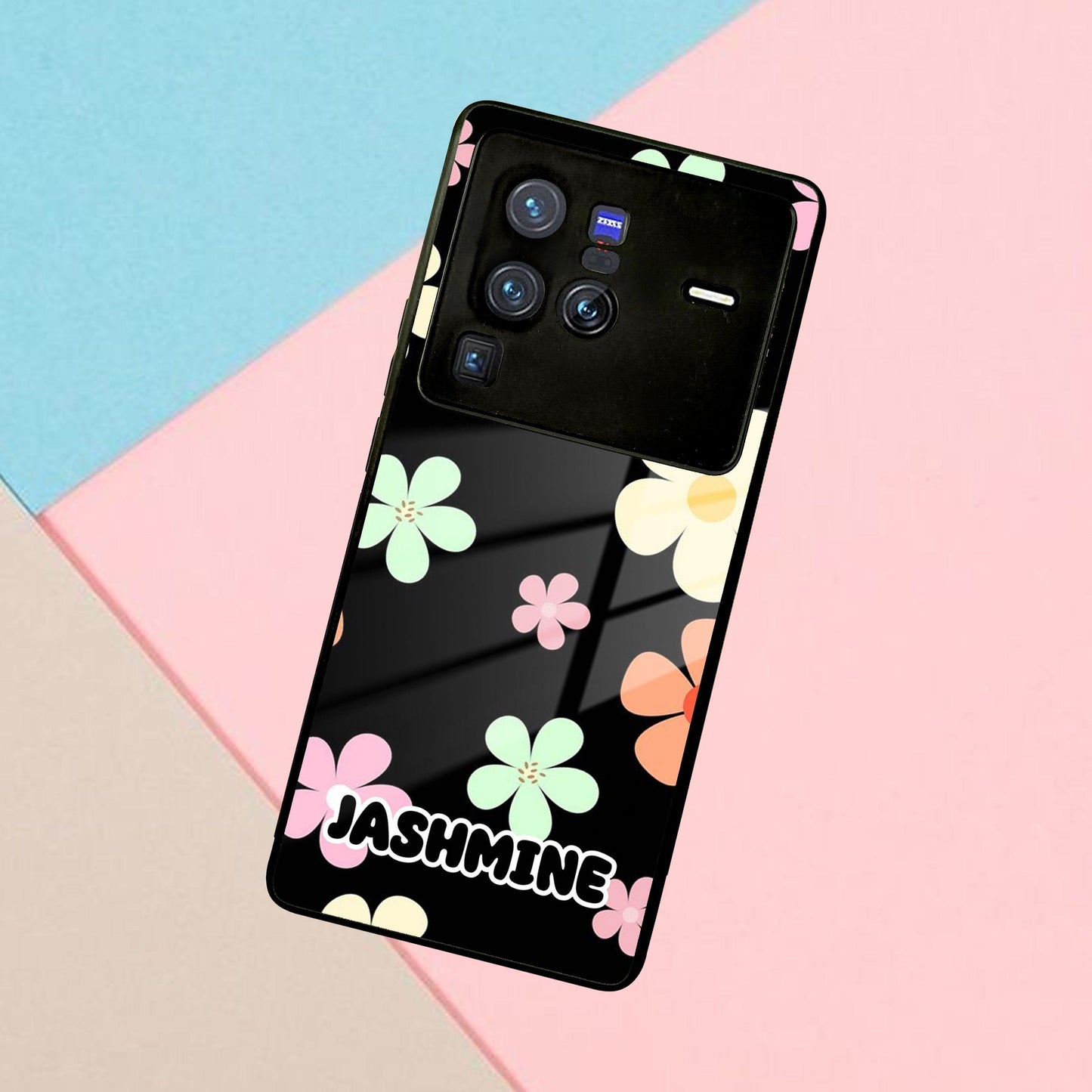 Colorfull Daisy Floral Glass Case Cover For Vivo