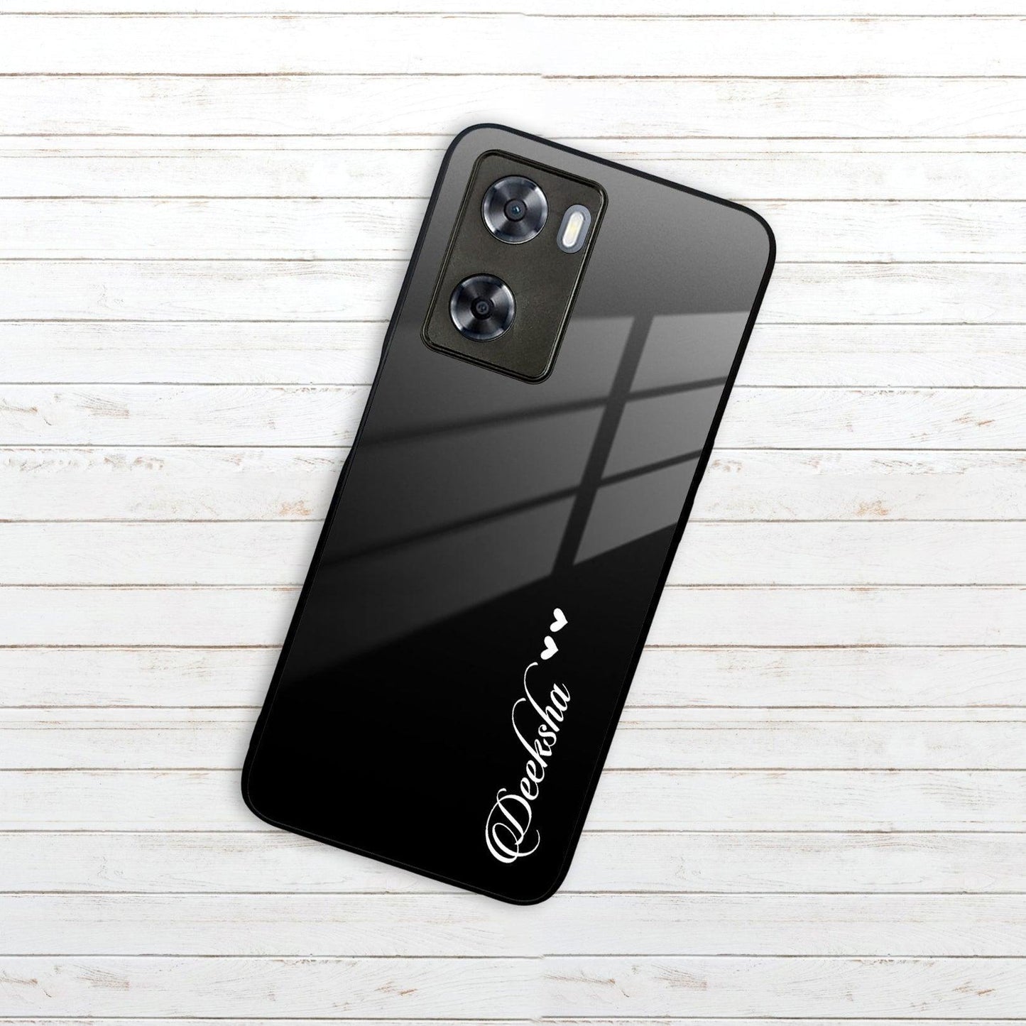 Customize Name Gradient Glass Case Cover Black For Oppo
