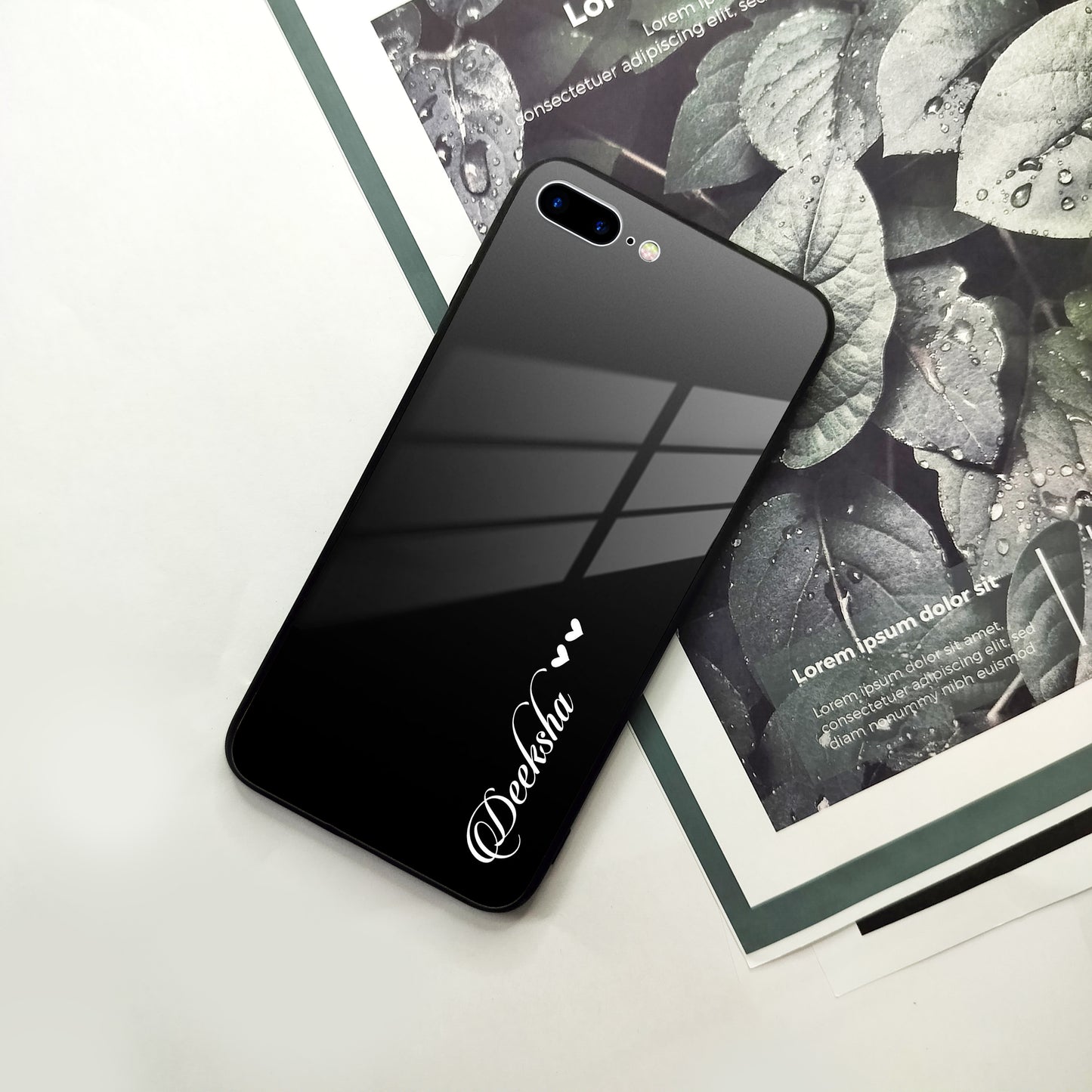 Customize Name Gradient Glass Case Cover Black For iPhone