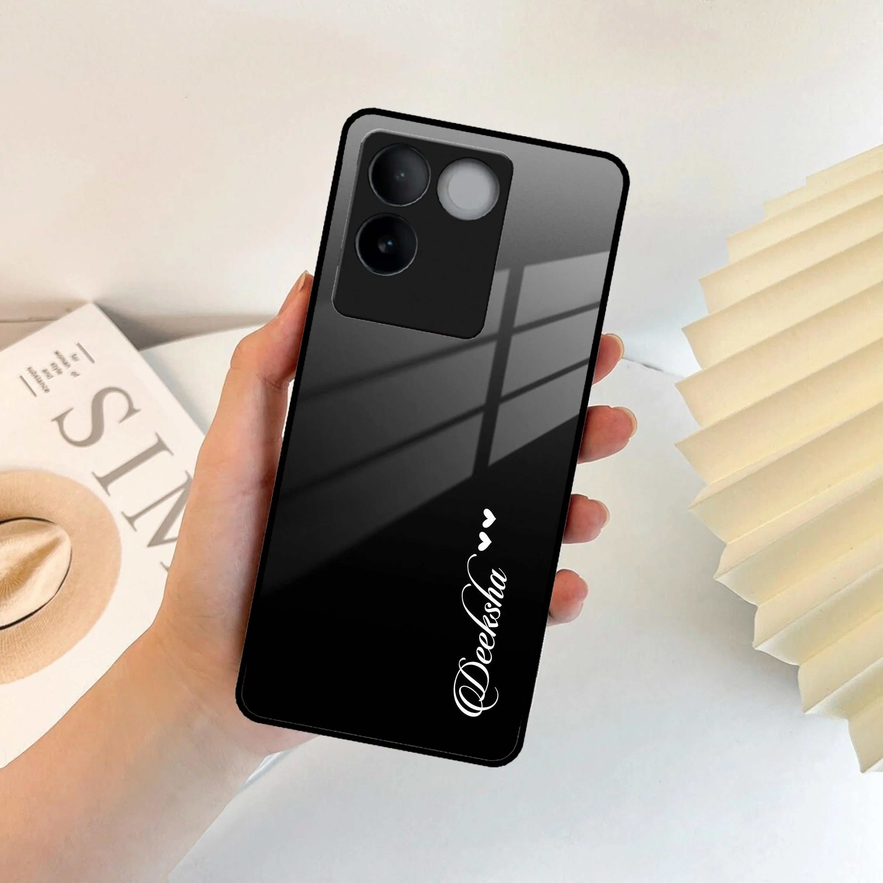 Customize Name Gradient Glass Case Cover Black For Vivo - ShopOnCliQ