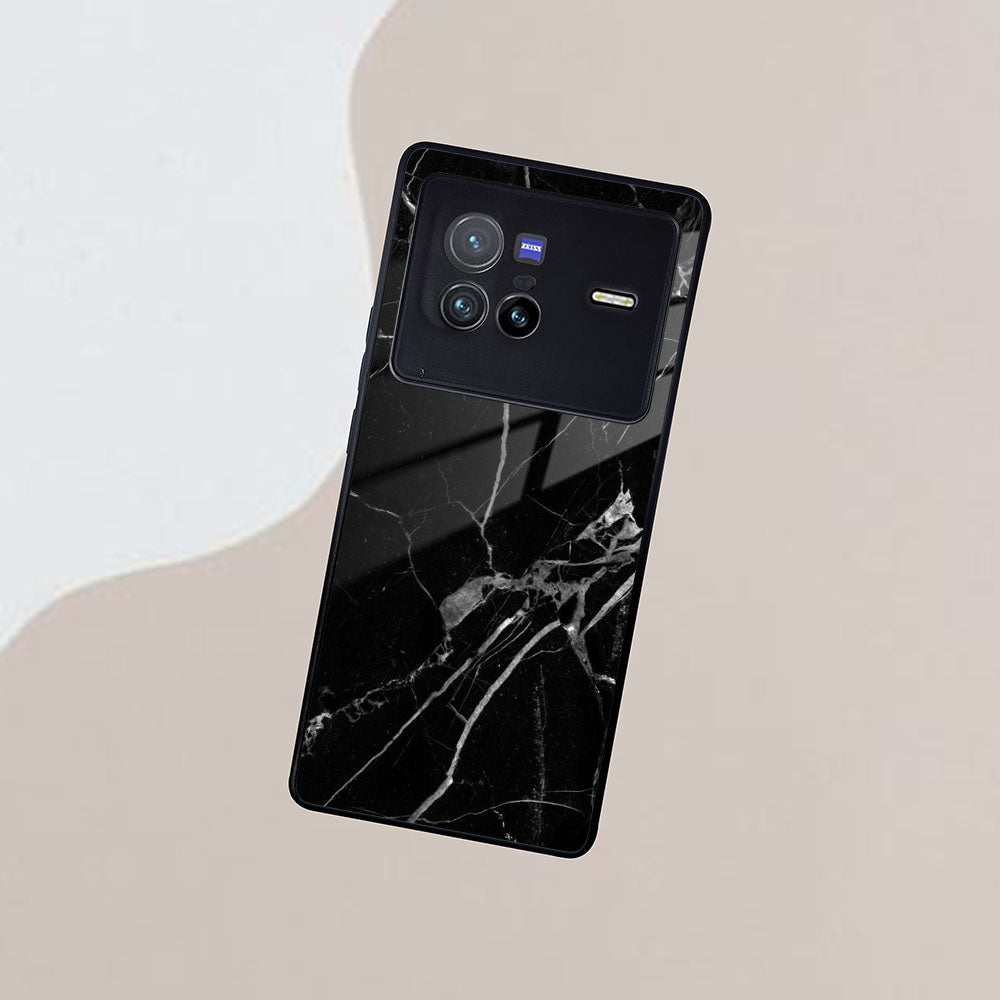 Black Marble Patter Glass Case Cover  For Vivo