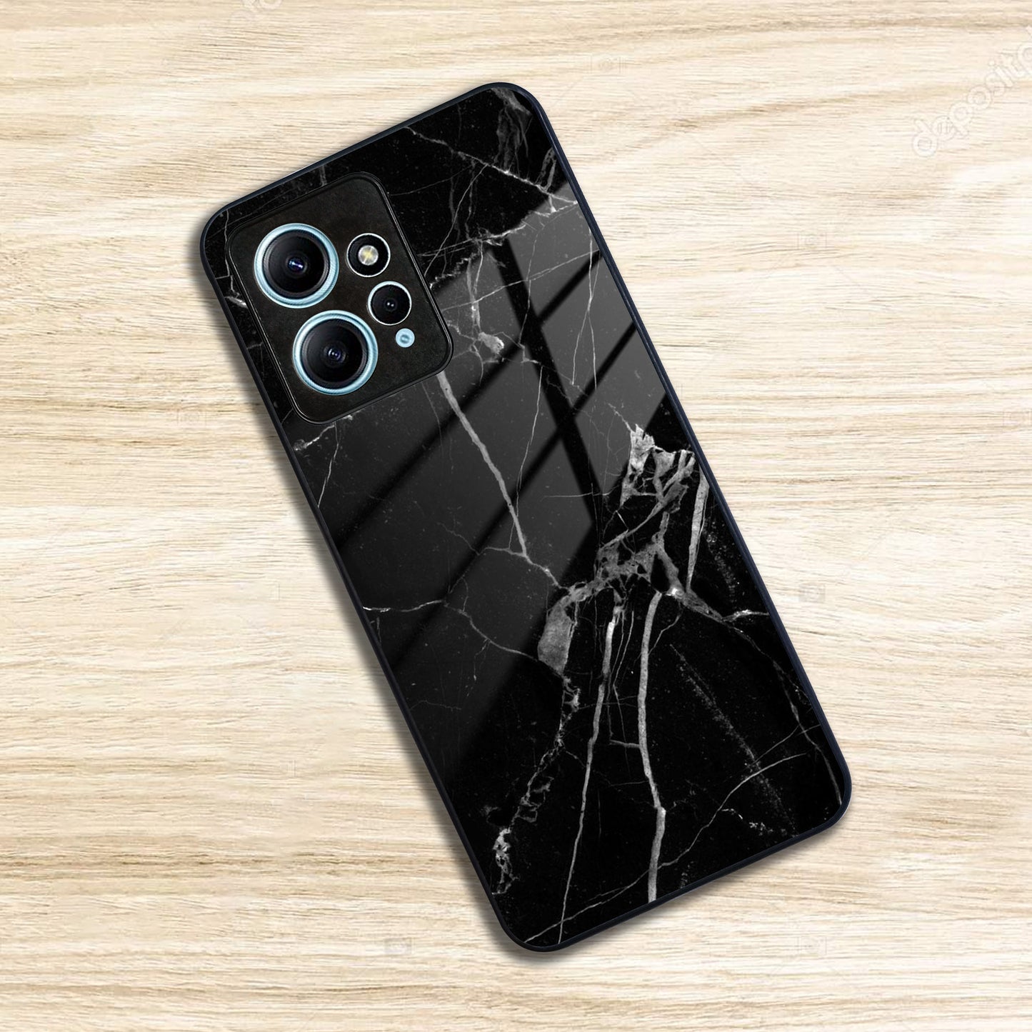 Black Marble Patter  Glass Case Cover for Redmi/Xiaomi