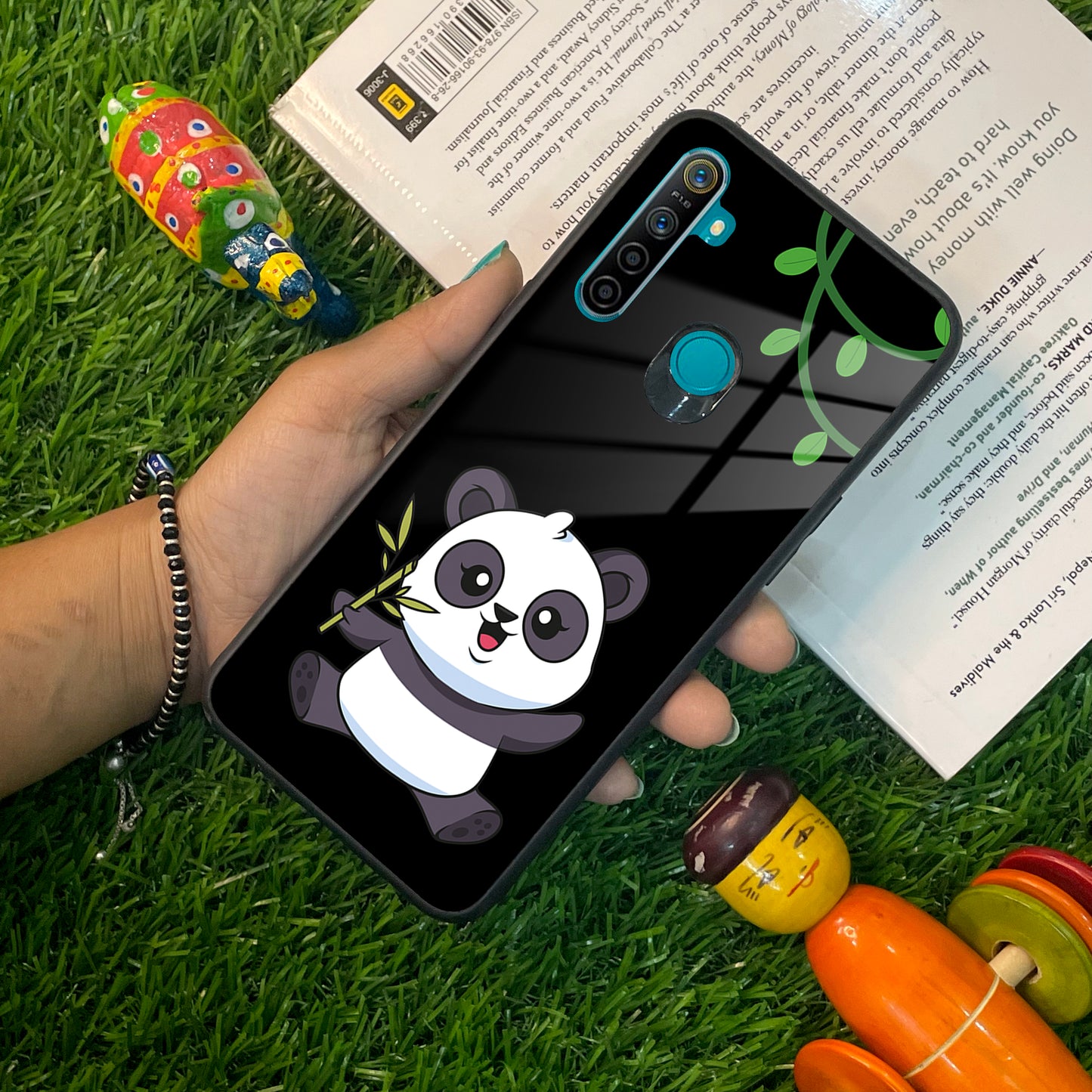 Black Panda Glass Phone Case For Realme/Narzo