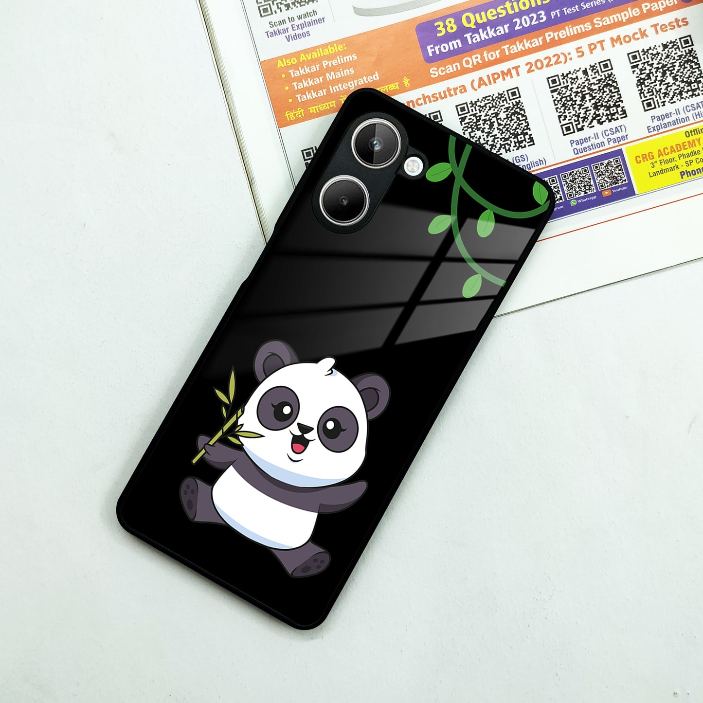 Black Panda Glass Phone Case For Realme/Narzo