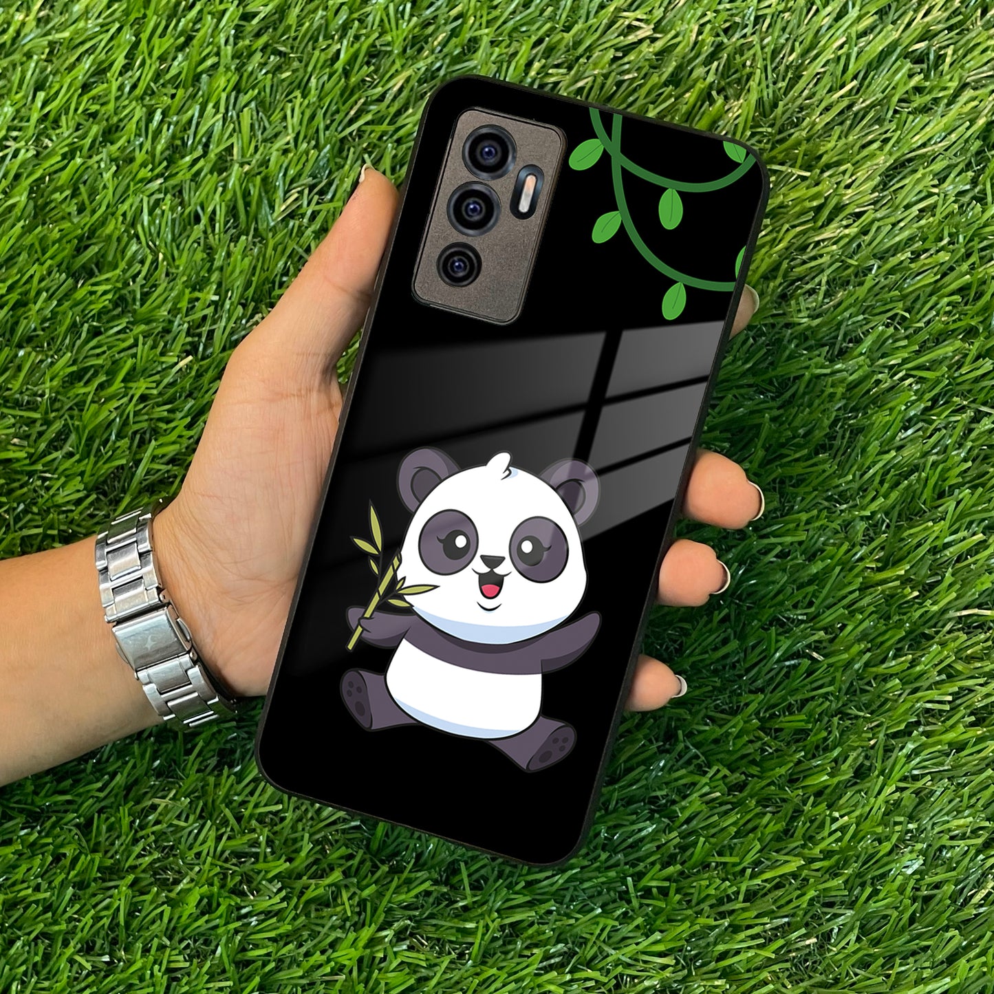 Black Panda Glass Phone Case For Vivo