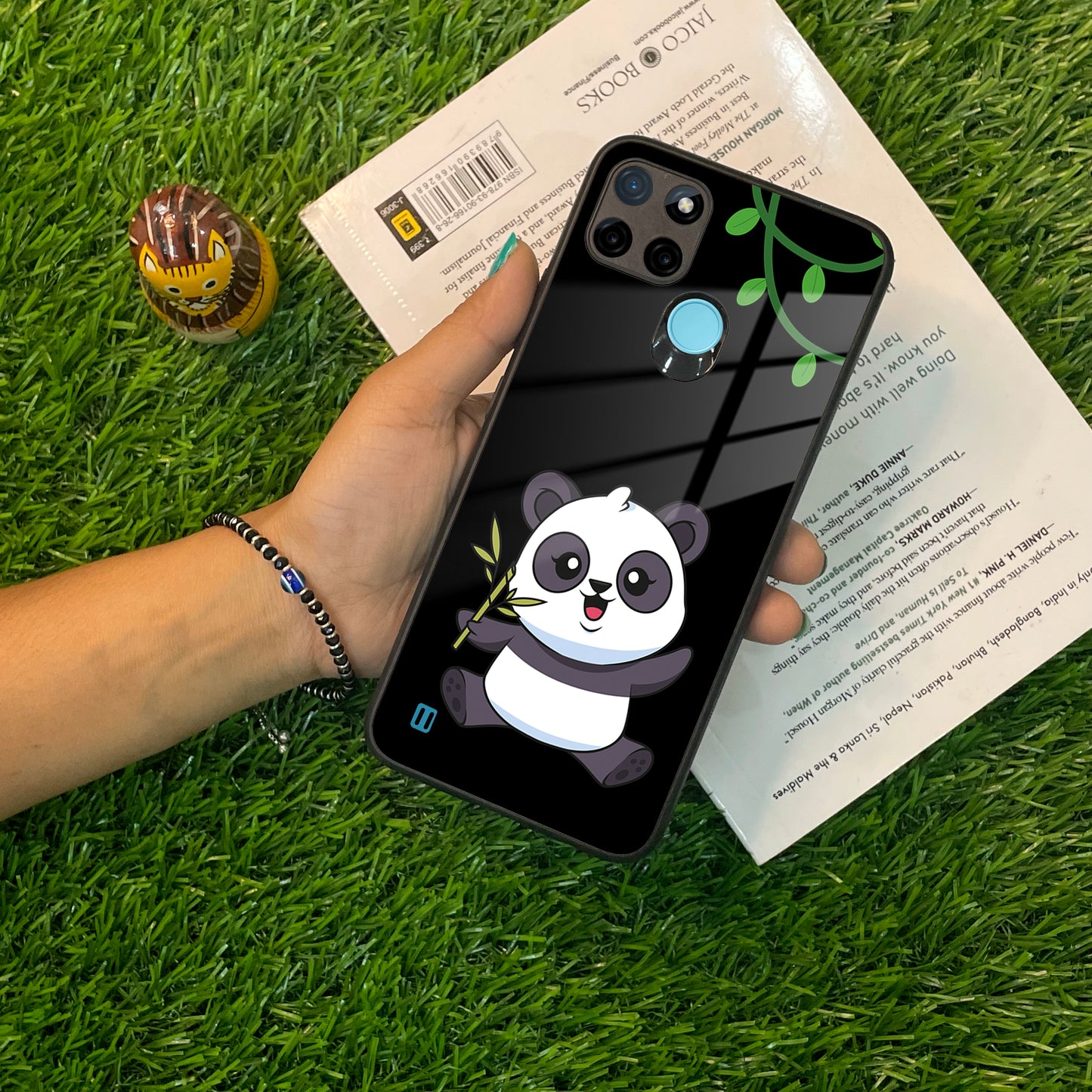 Black Panda Glass Phone Case For Realme/Narzo