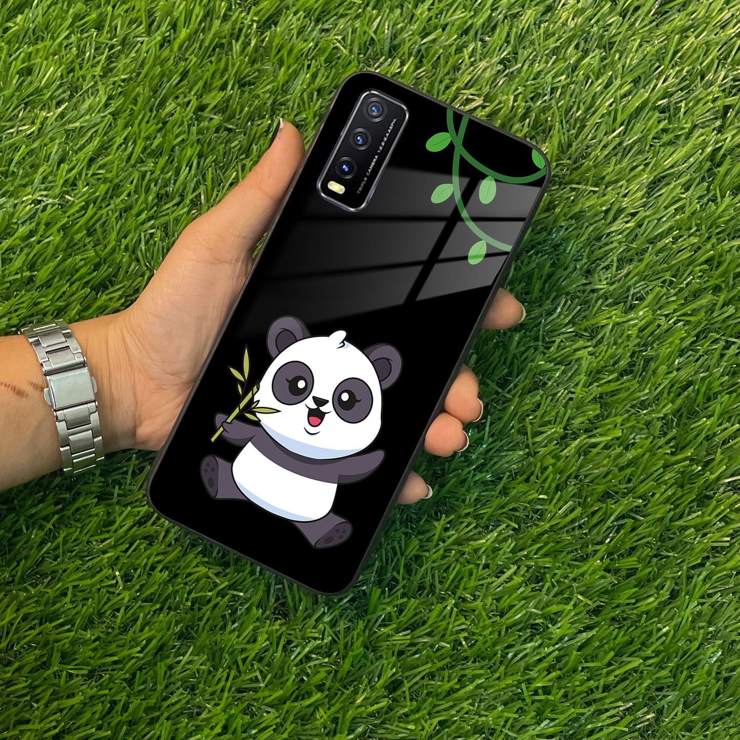 Black Panda Glass Phone Case For Vivo