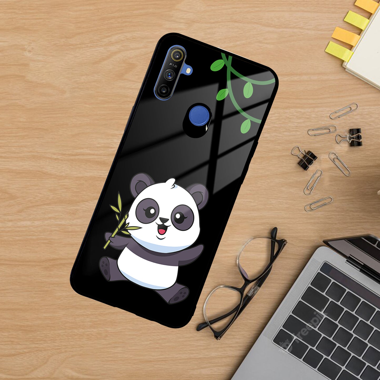 Black Panda Glass Phone Case For Realme/Narzo