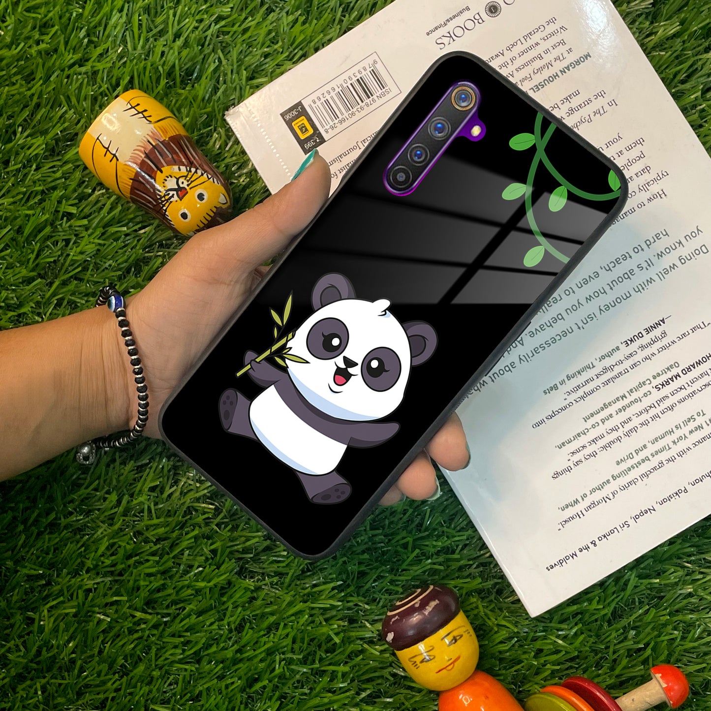 Black Panda Glass Phone Case For Realme/Narzo