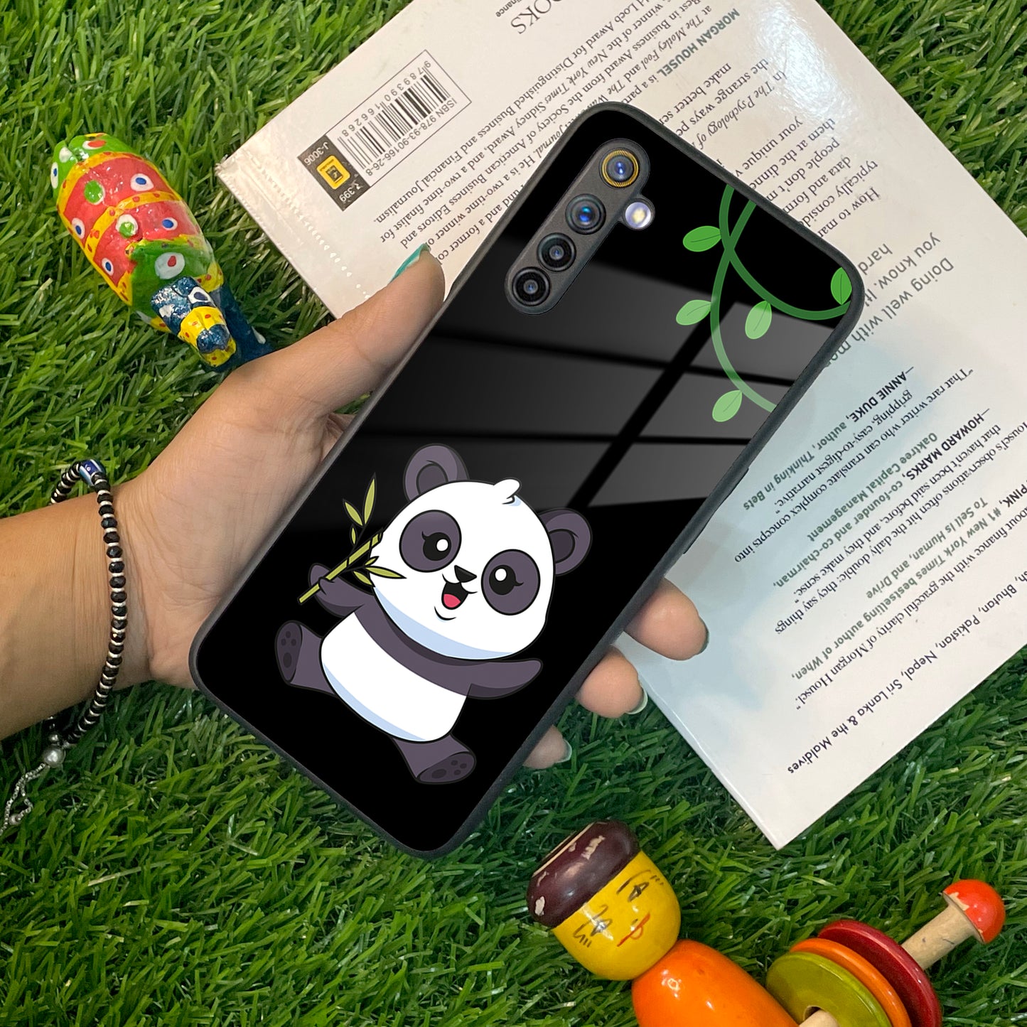 Black Panda Glass Phone Case For Realme/Narzo