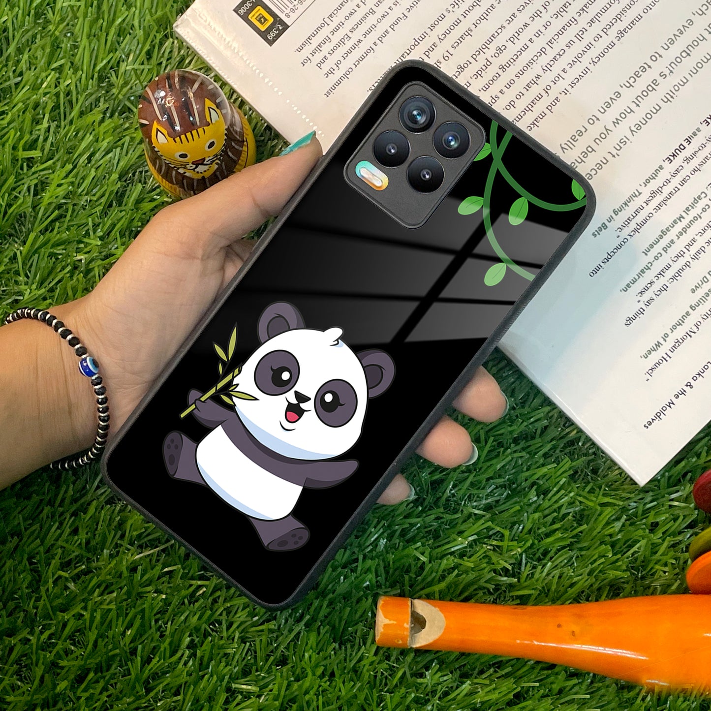 Black Panda Glass Phone Case For Realme/Narzo