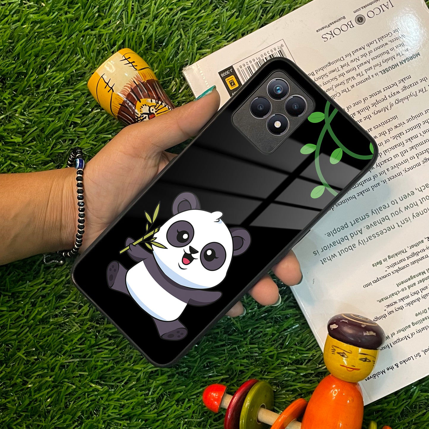 Black Panda Glass Phone Case For Realme/Narzo