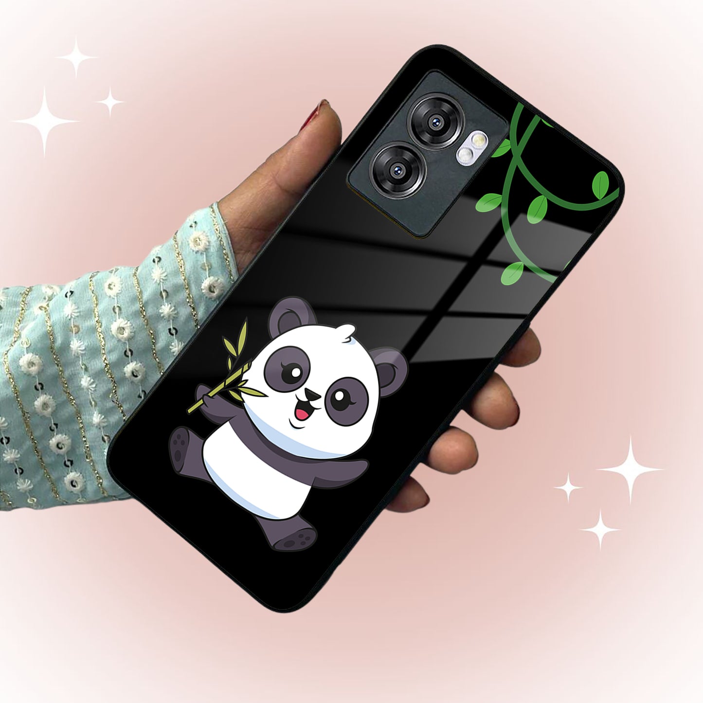 Black Panda Glass Phone Case For Realme/Narzo