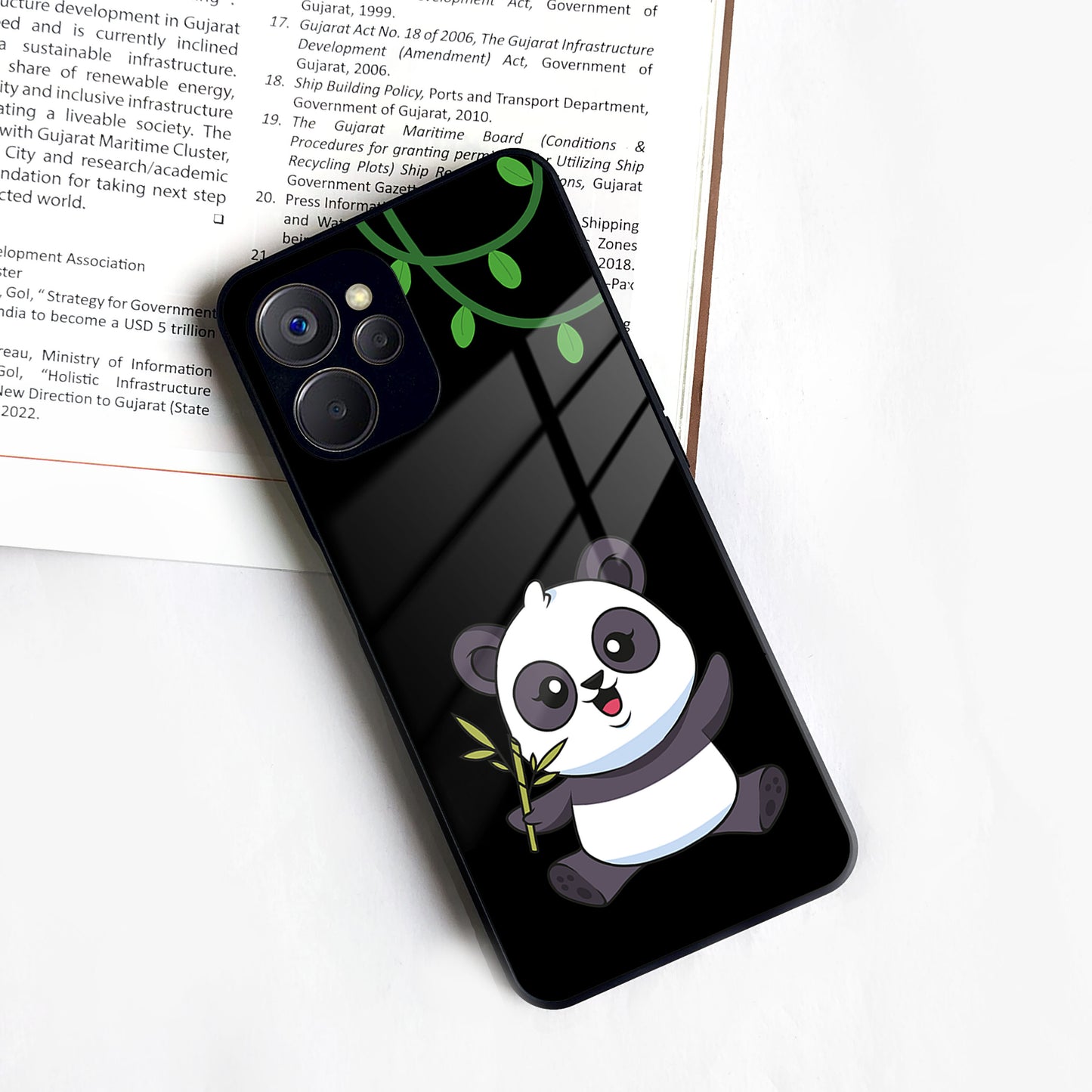 Black Panda Glass Phone Case For Realme/Narzo